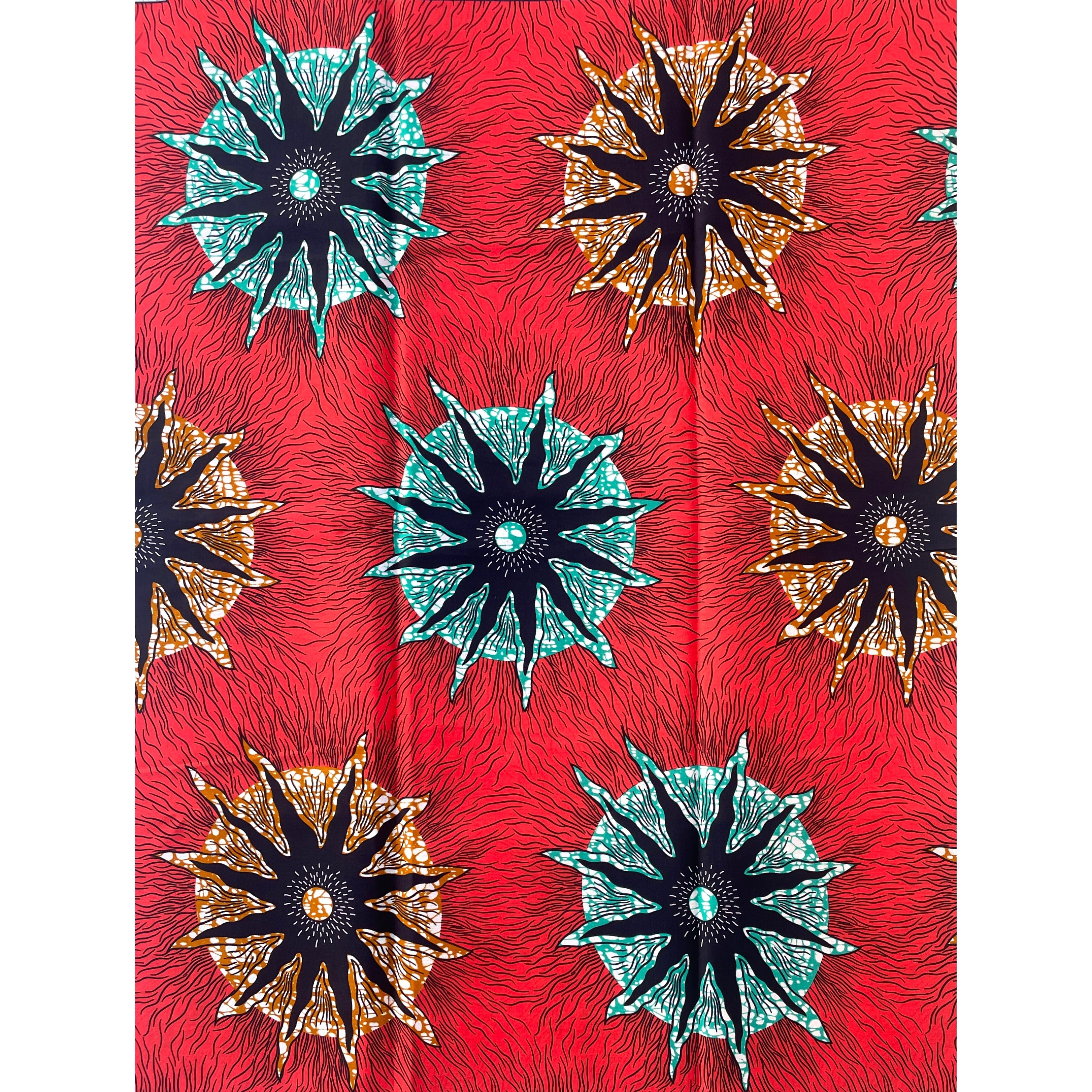 Wax Pagne Africain - Tissu 100% Coton - ROUGE CLAIR / MARRON