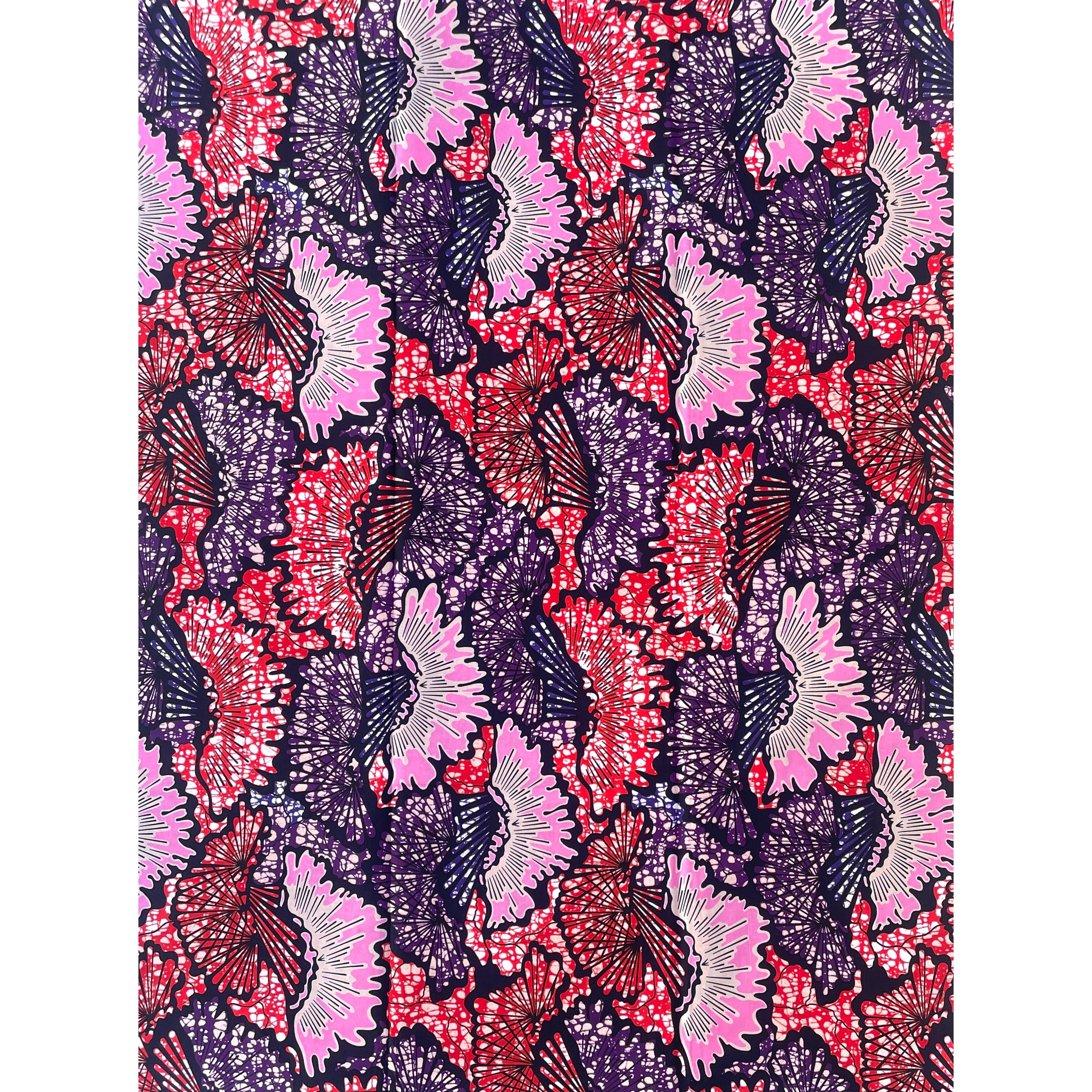 Wax Pagne Africain - Tissu 6 Yards 100% Coton - ROSE / VIOLET