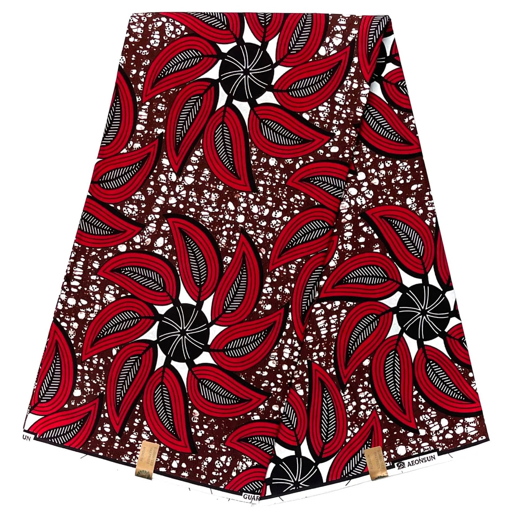 Wax Tissu Pagne Africain - Coupon 2 Yards 100% Coton - ROUGE / MARRON