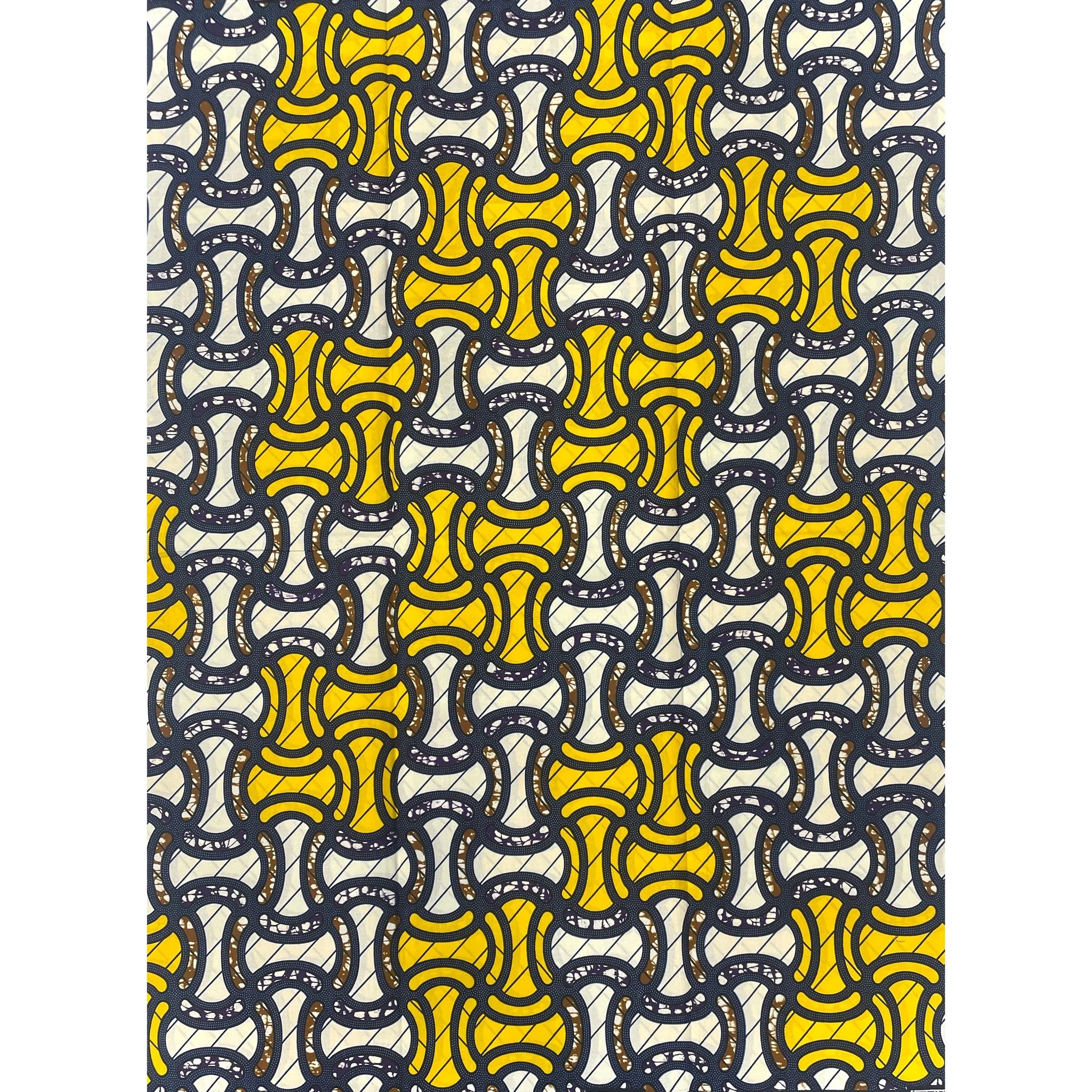 Wax Tissu Pagne Africain - Coupon 2 Yards 100% Coton - JAUNE / BLANC CASSÉ