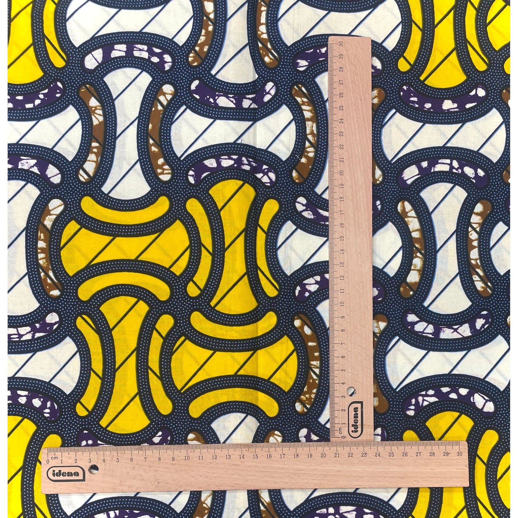 Wax Tissu Pagne Africain - Coupon 2 Yards 100% Coton - JAUNE / BLANC CASSÉ