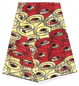 Tissu wax africain pagne polyester PW48 ROUGE JAUNE