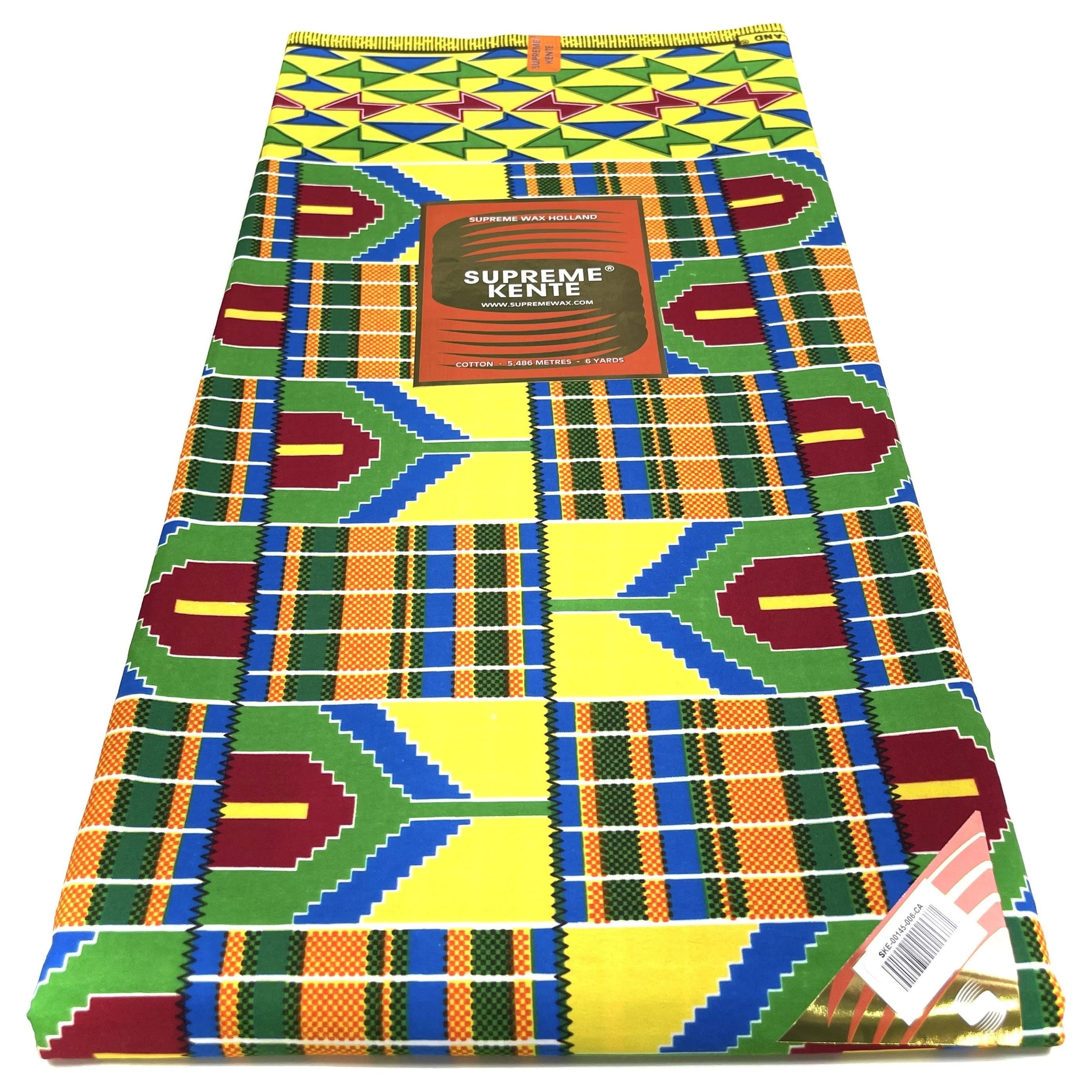 Wax Pagne Africain - Tissu 6 Yards Coton - SUPREME KENTE/KINTA/KITA