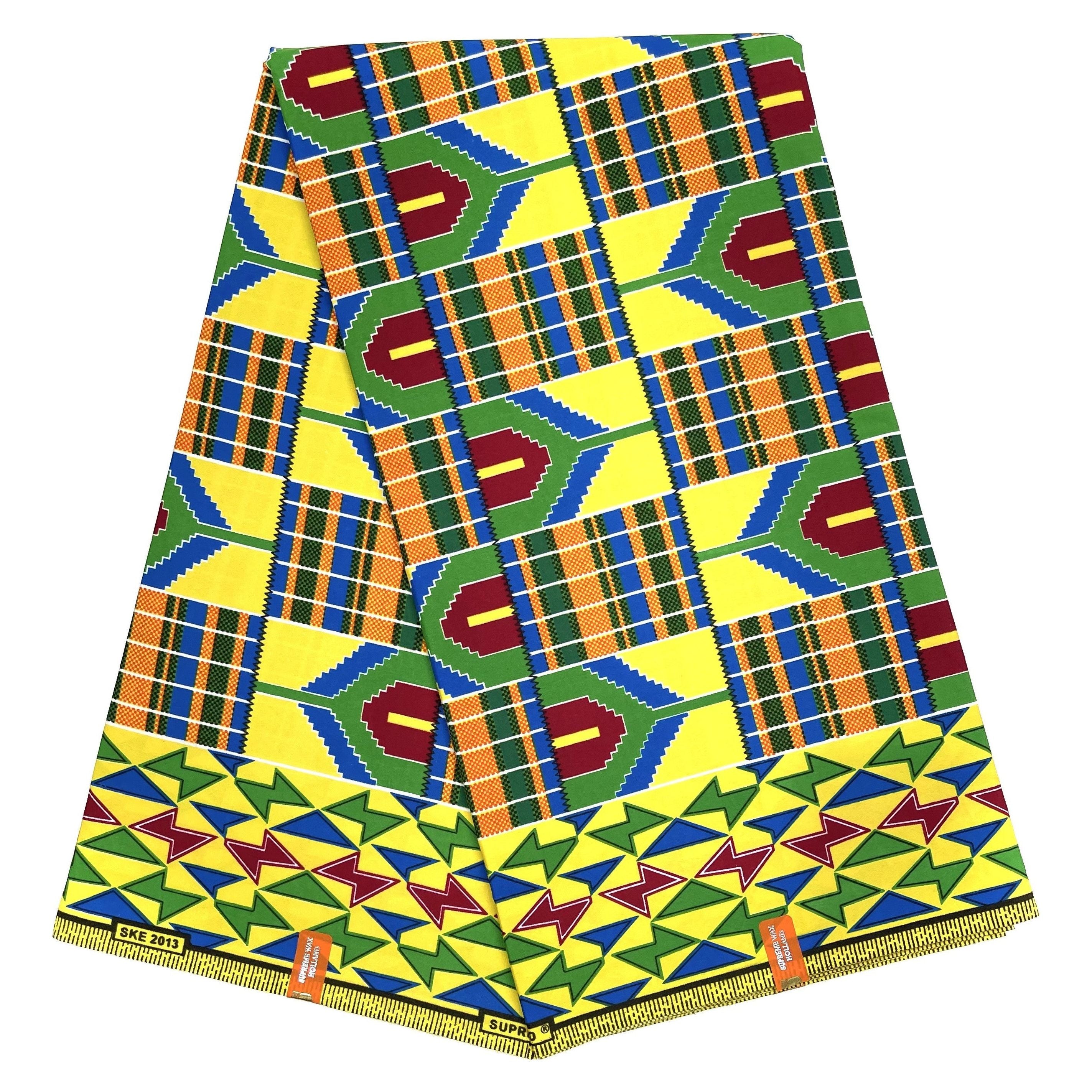 Wax Pagne Africain - Tissu 6 Yards Coton - SUPREME KENTE/KINTA/KITA