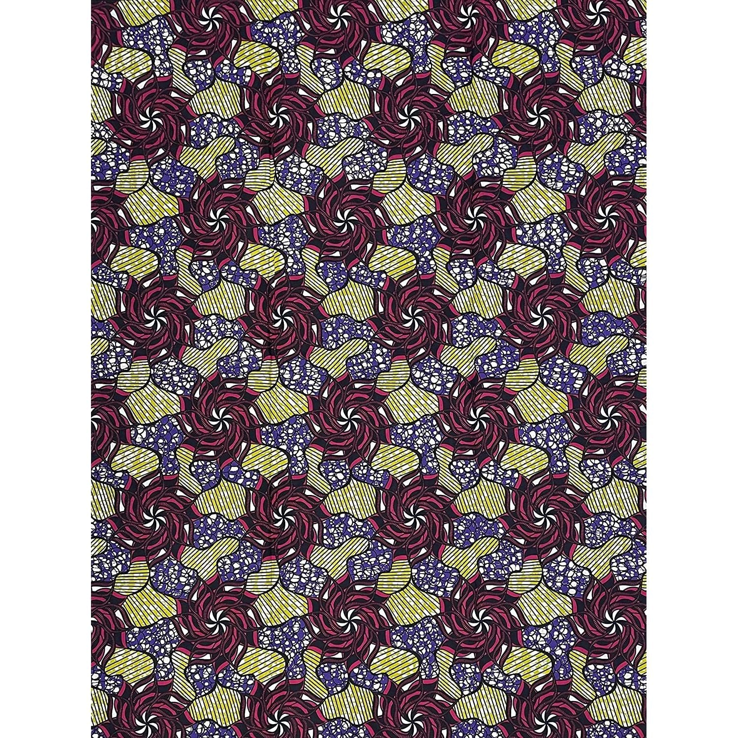 Tessuto per perizoma africano in cera - Coupon 2 iarde 100% cotone - ROSA / VIOLA