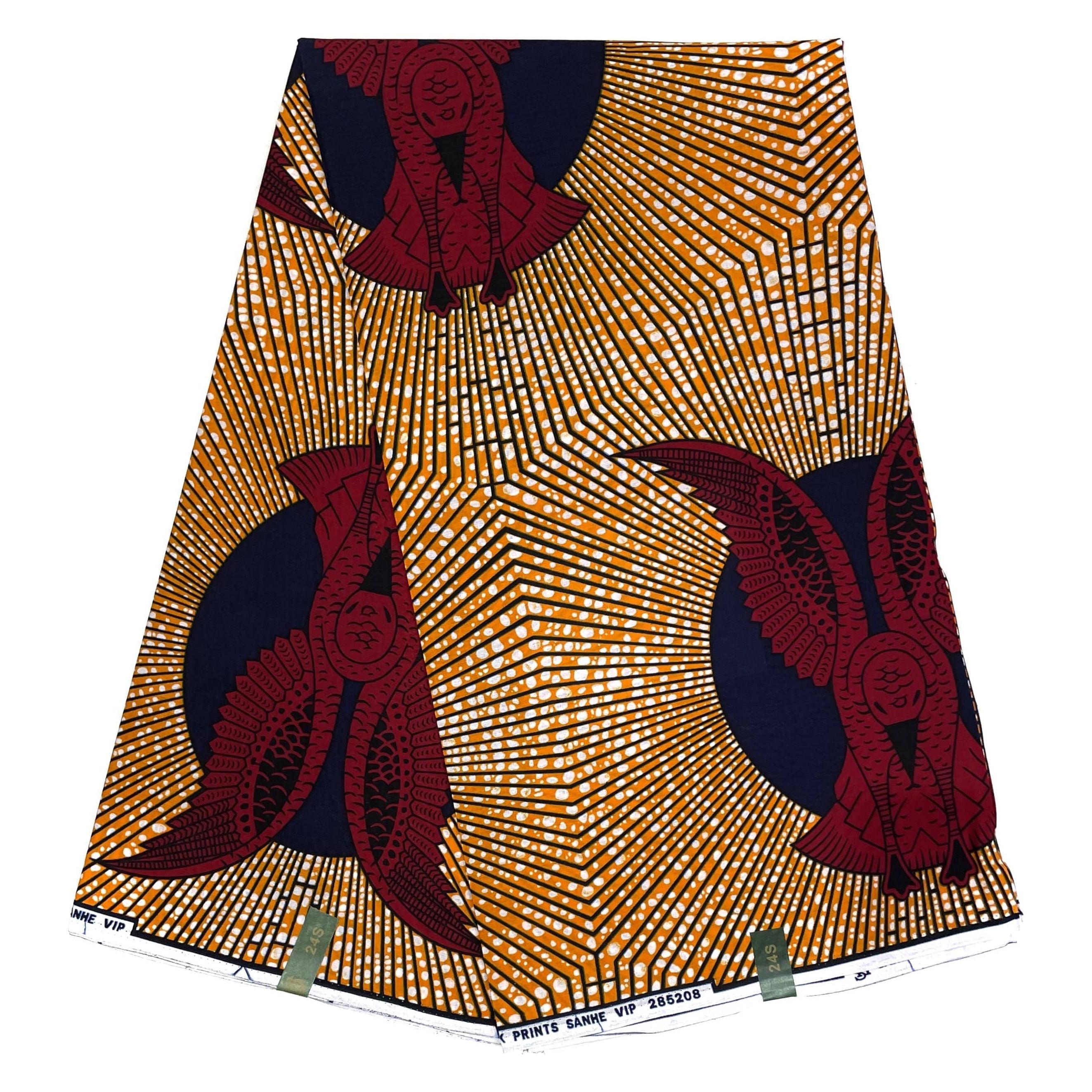 Tessuto per perizoma africano cerato - Coupon 2 iarde 100% cotone - ARANCIONE / ROSSO