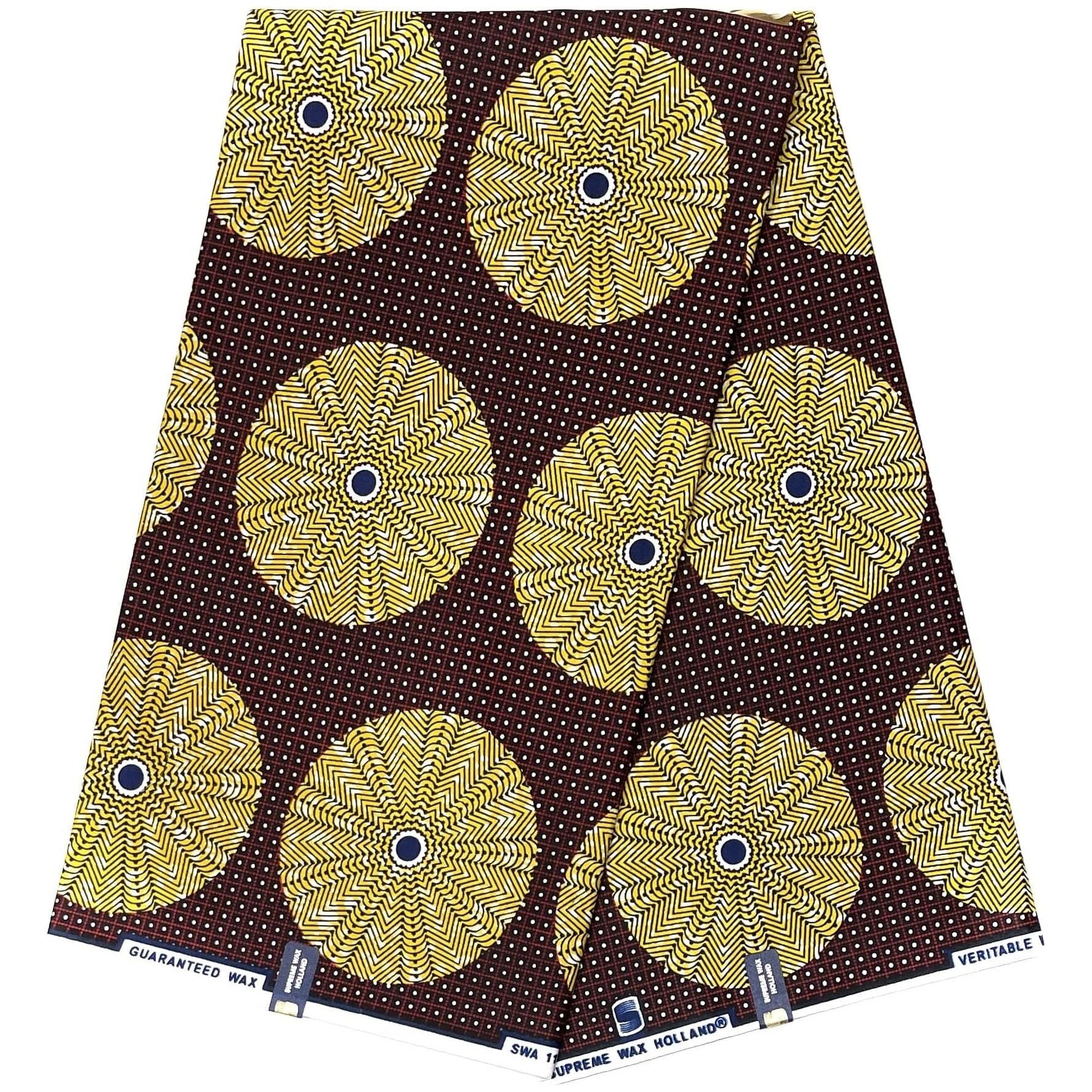 Tissu Pagne Africain - 6 Yards 100% Coton - SUPREME WAX - JAUNE / ROUGE