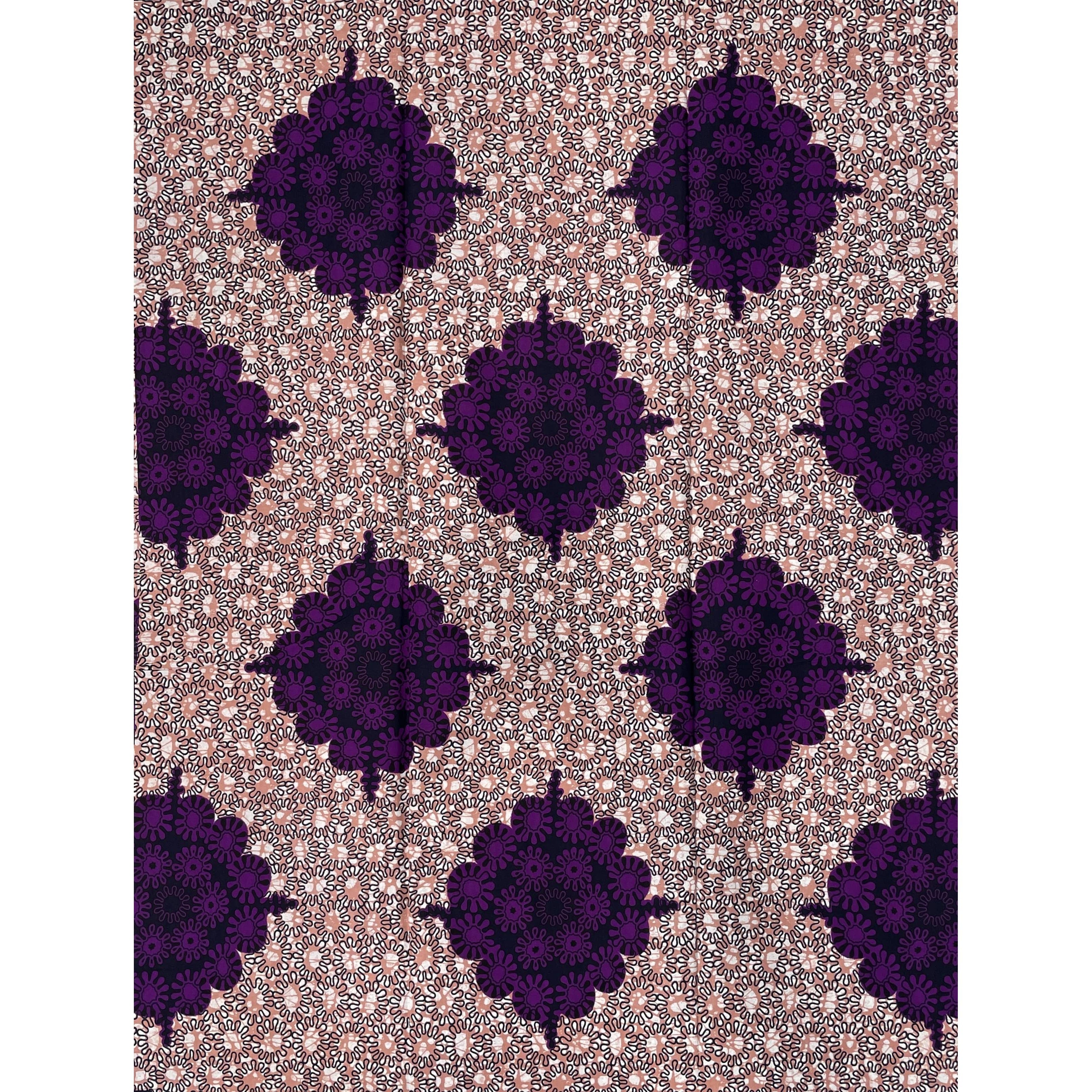 Wax Pagne Africain - Tissu 6 Yards 100% Coton - VIOLET