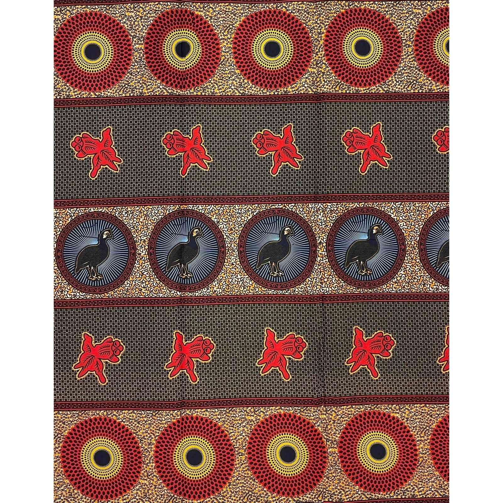 Tessuto per perizoma africano cerato - Coupon 2 iarde 100% cotone - ARANCIONE / ROSSO