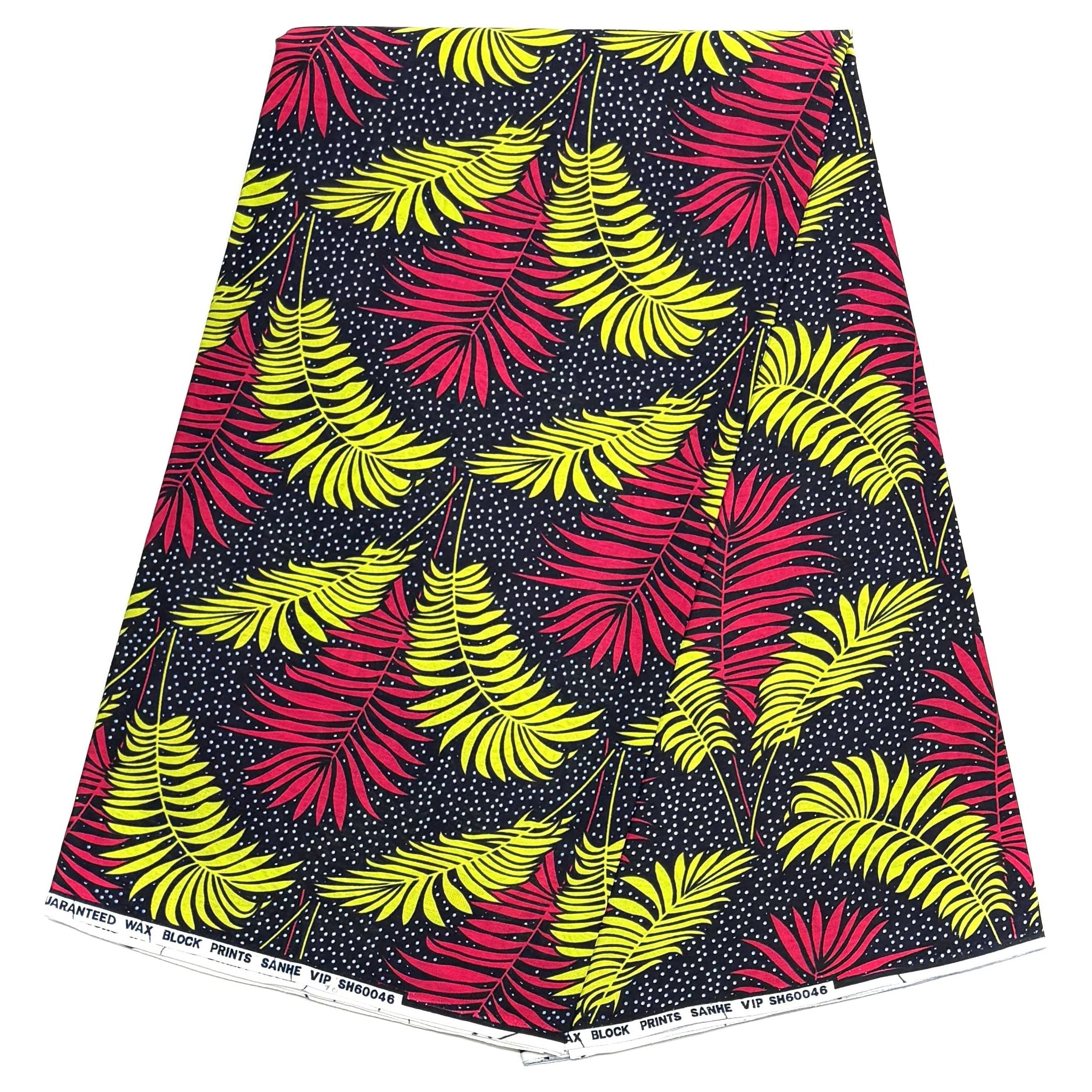 African Wax Pagne - 6 Yards 100% Cotton Fabric - YELLOW / RED