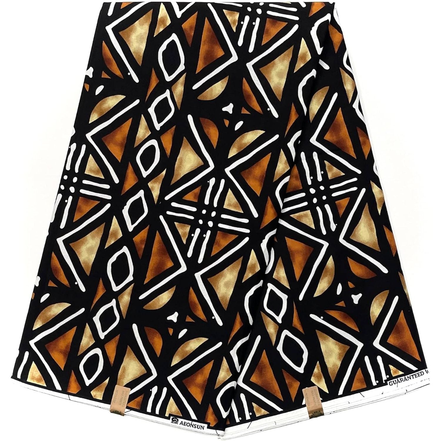 Tissu Wax Bogolan - Marron et Beige - 100% Coton - 6 Yards