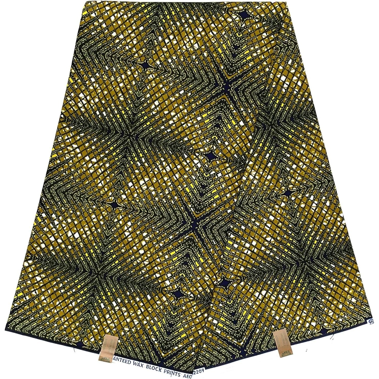 Wax Pagne Africain - Tissu 6 Yards 100% Coton - MARRON / VERT