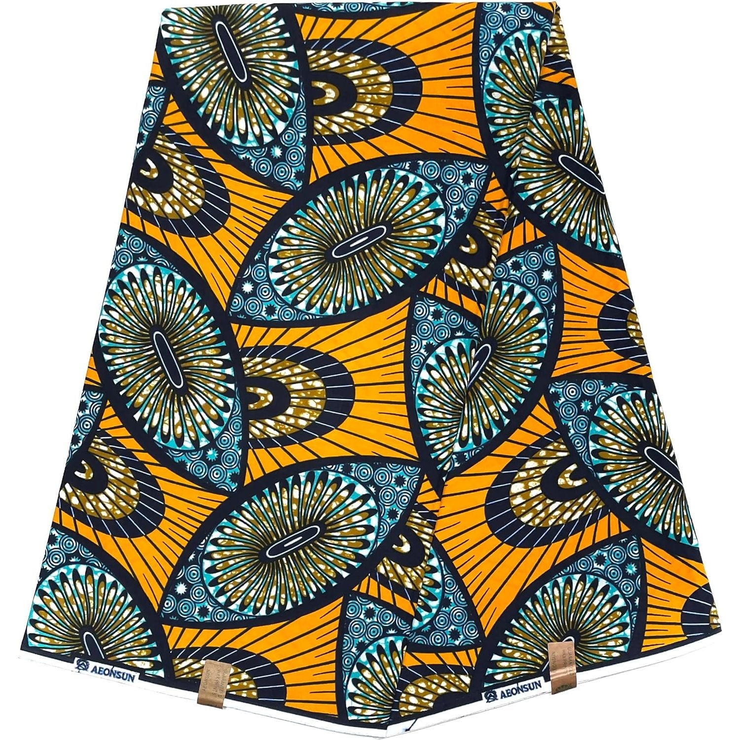 Wax Pagne Africain - Tissu 6 Yards 100% Coton - TURQUOISE / JAUNE