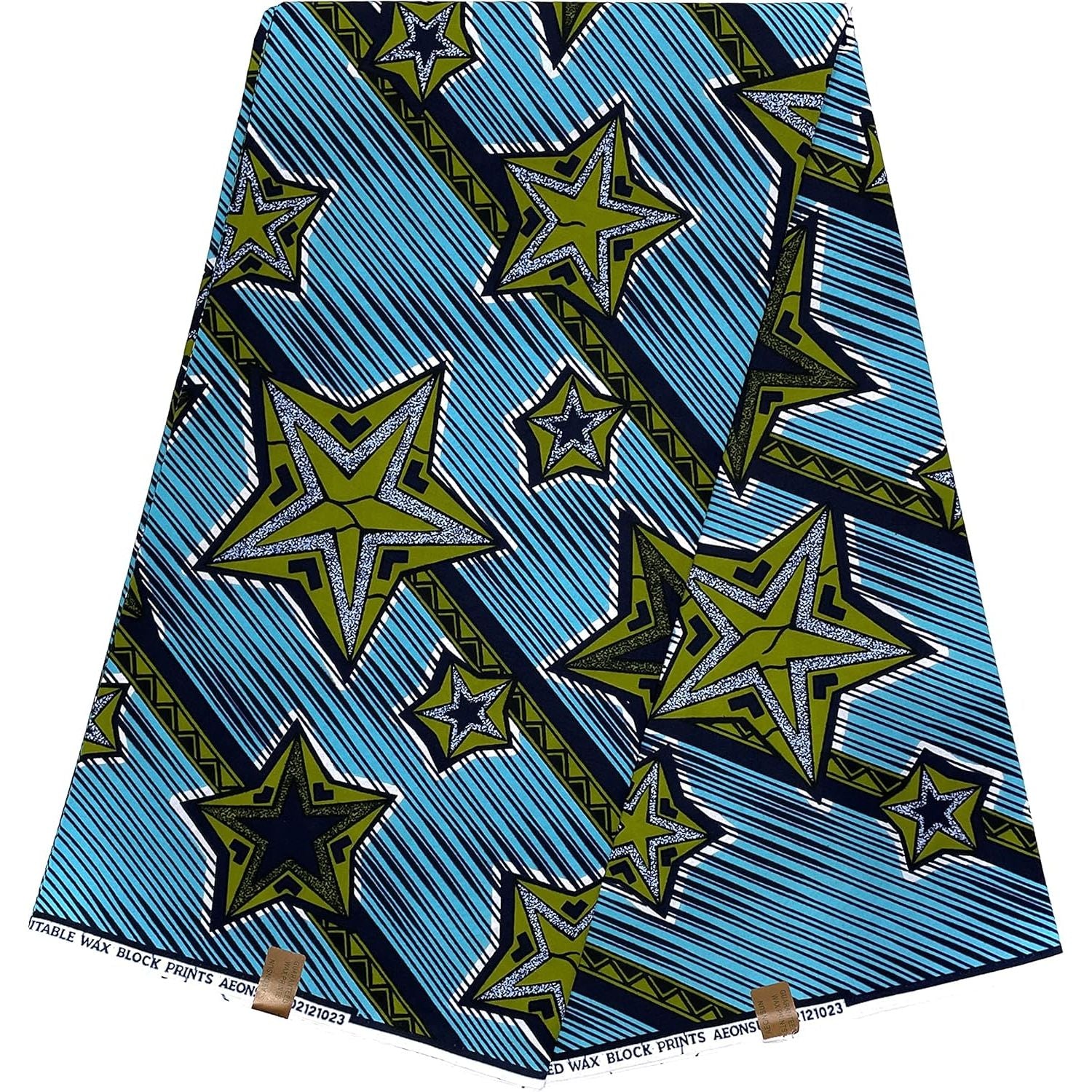 Wax Pagne Africain - Tissu 6 Yards 100% Coton - BLEU / VERT