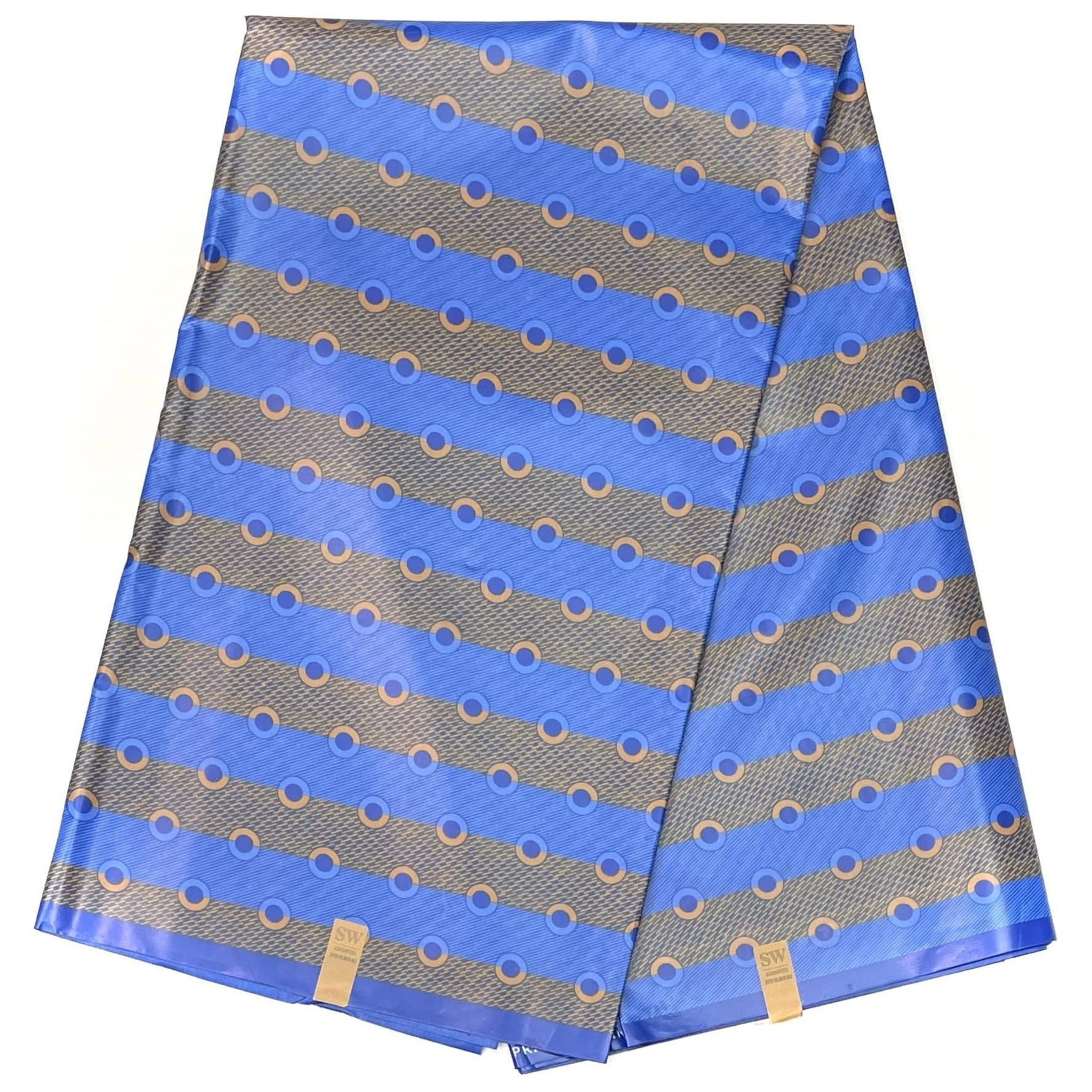 Bazin Wax Pagne Africain - Tissu 6 Yards POLYESTER - BLEU BLEUET