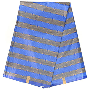 Bazin Wax Pagne Africain - Tissu 6 Yards POLYESTER - BLEU BLEUET