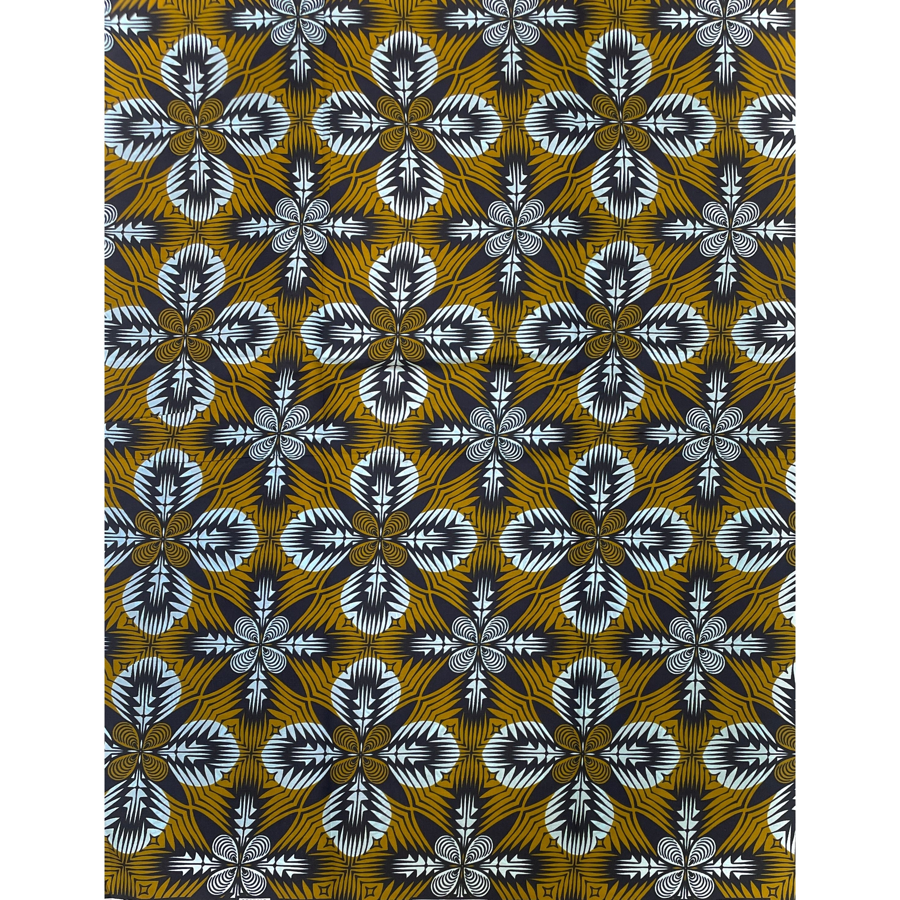 Wax Tissu Coupon 2 Yards - Pagne Africain 100% Coton - Étoile Fleurie VERT / BLEU