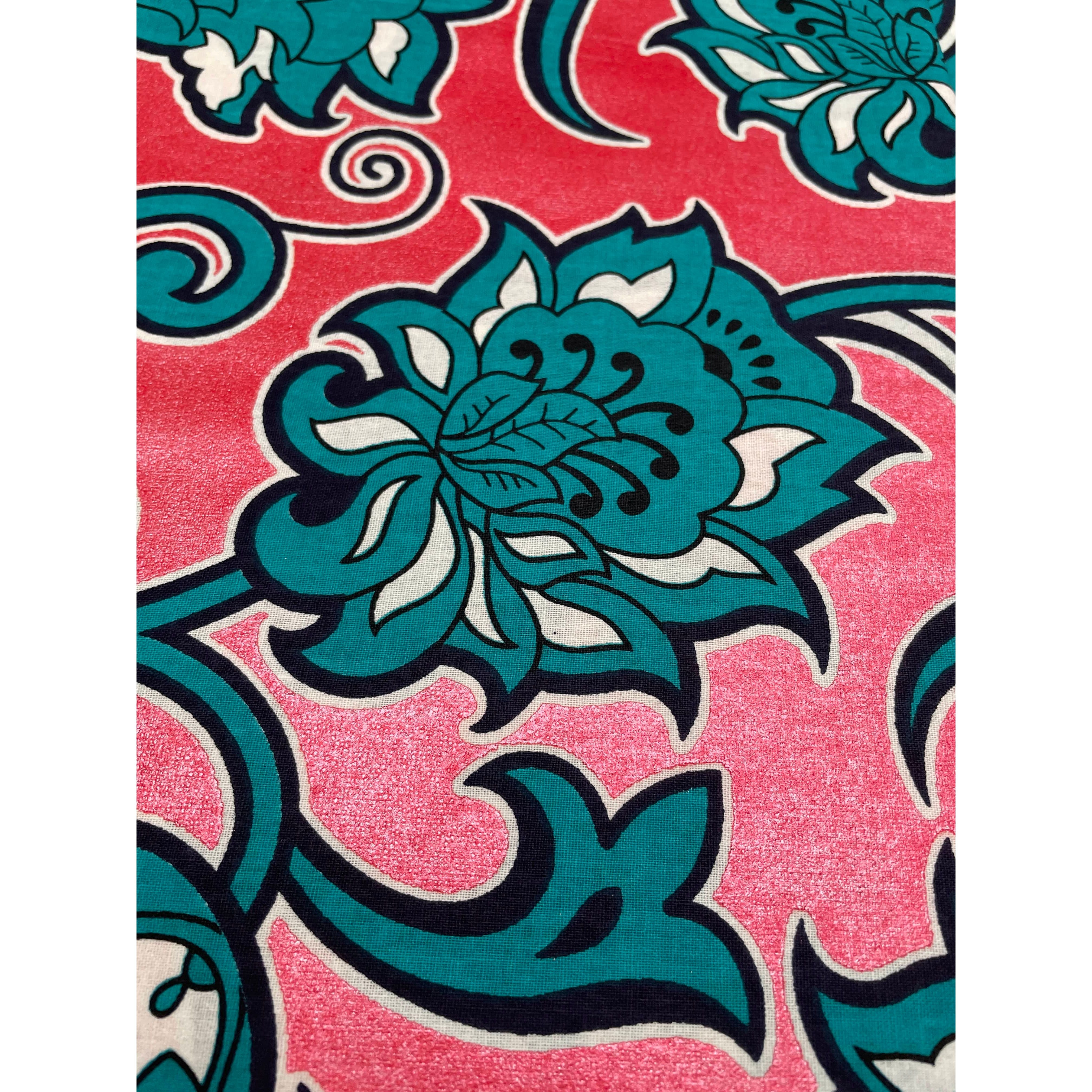 Wax Pagne Africain - Tissu 6 Yards Coton - SUPREME JEWEL - ROSE / TURQUOISE
