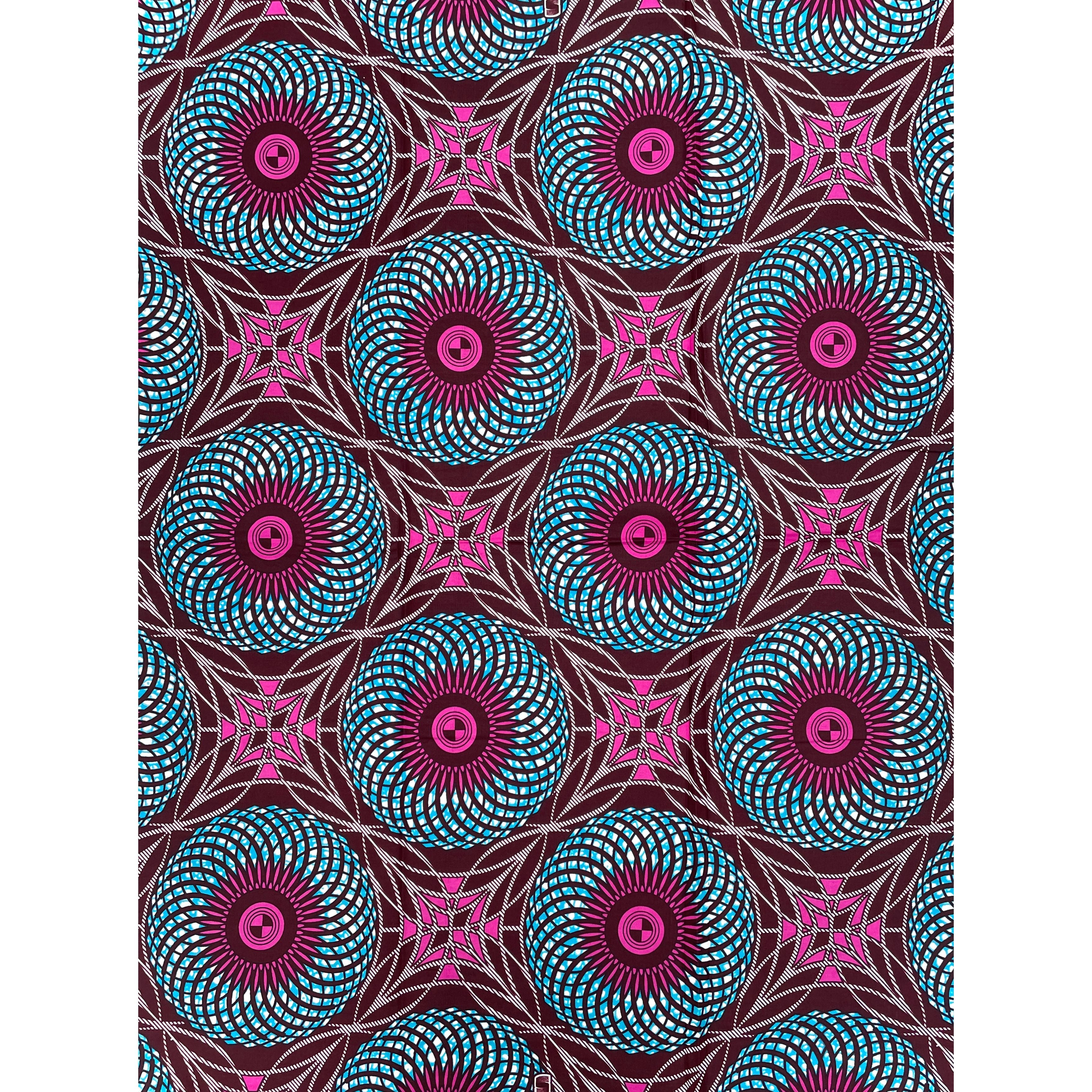 Tissu Pagne Africain - 6 Yards 100% Coton - SUPREME WAX - VIOLET / BLEU