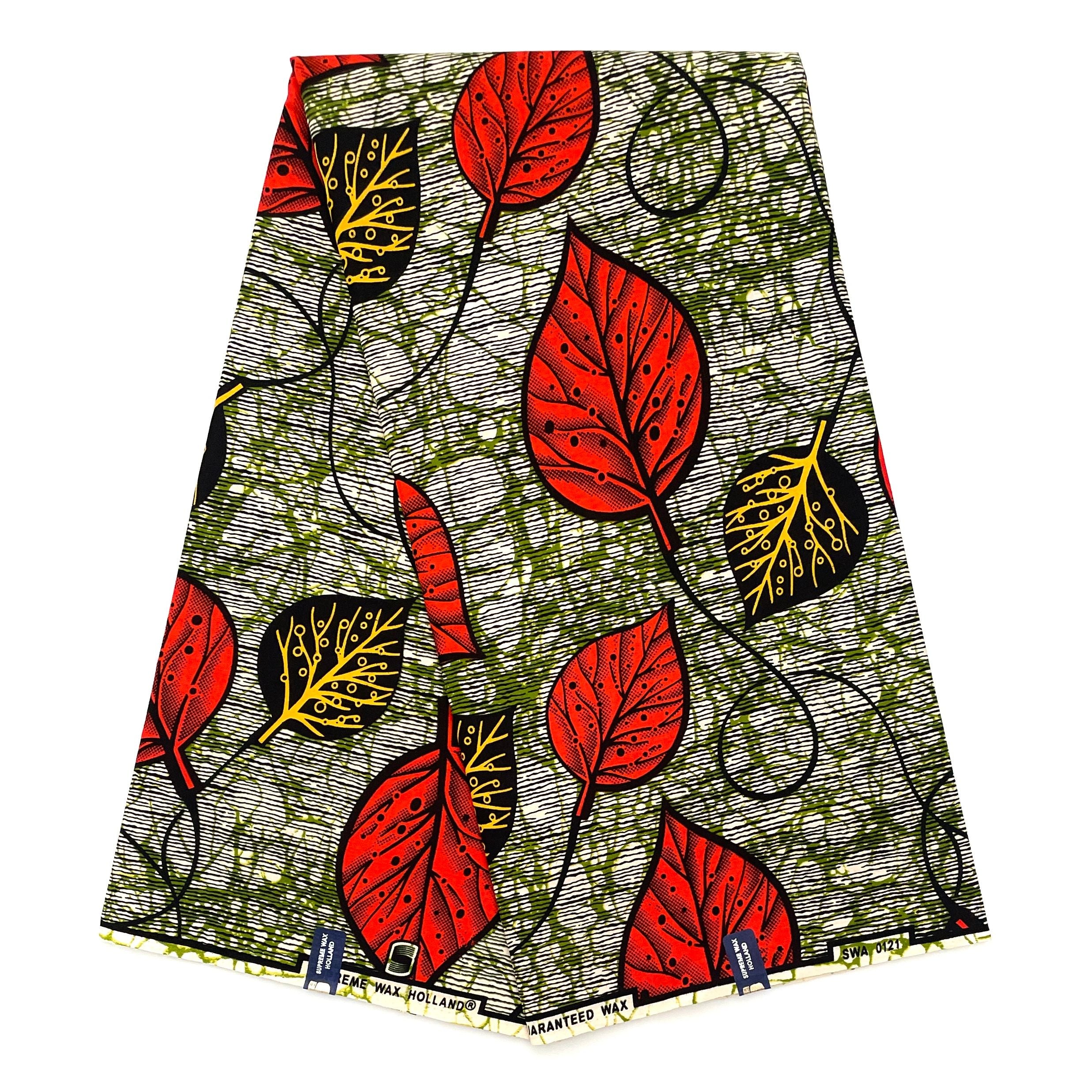 Tissu Pagne Africain - 6 Yards 100% Coton - SUPREME WAX - ORANGE / NOIR