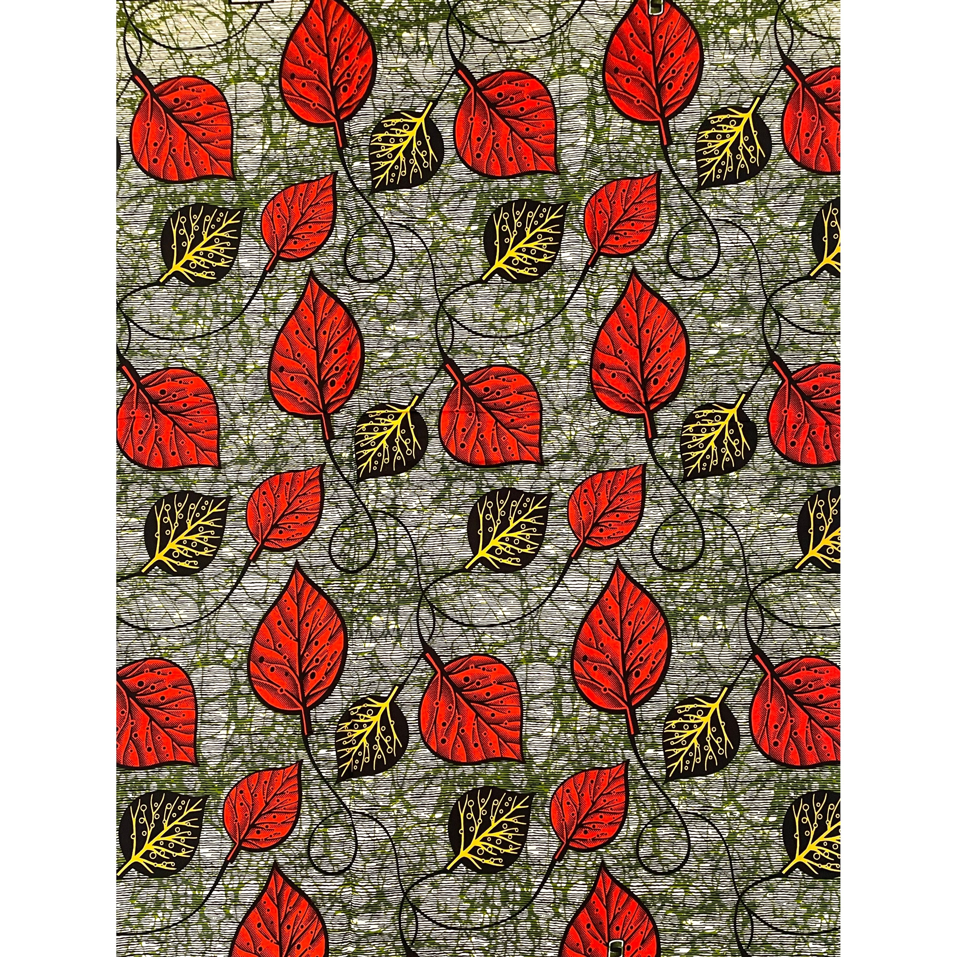 Tissu Pagne Africain - 6 Yards 100% Coton - SUPREME WAX - ORANGE / NOIR