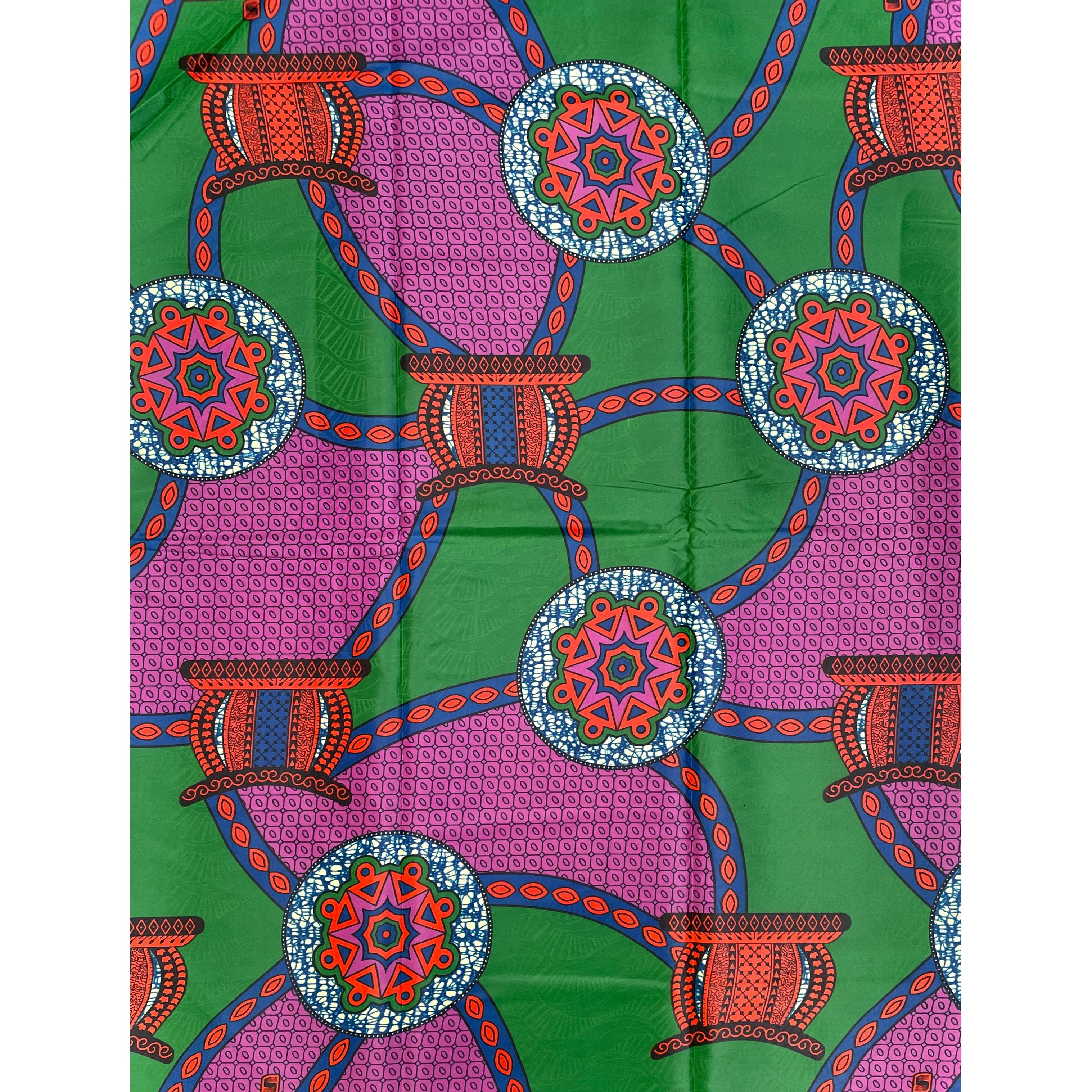 Supreme Bazin Wax Pagne Africain - Tissu 6 Yards Coton - VIOLET / VERT