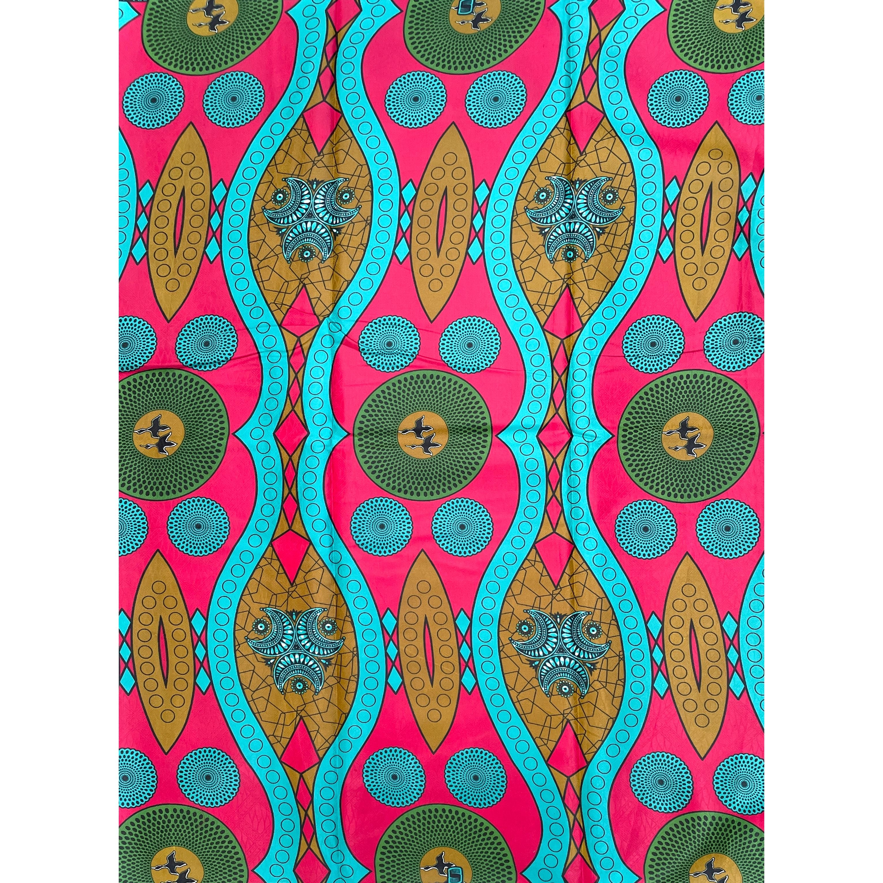 Supreme Bazin Wax Pagne Africain - Tissu 6 Yards Coton - ROSE / TURQUOISE
