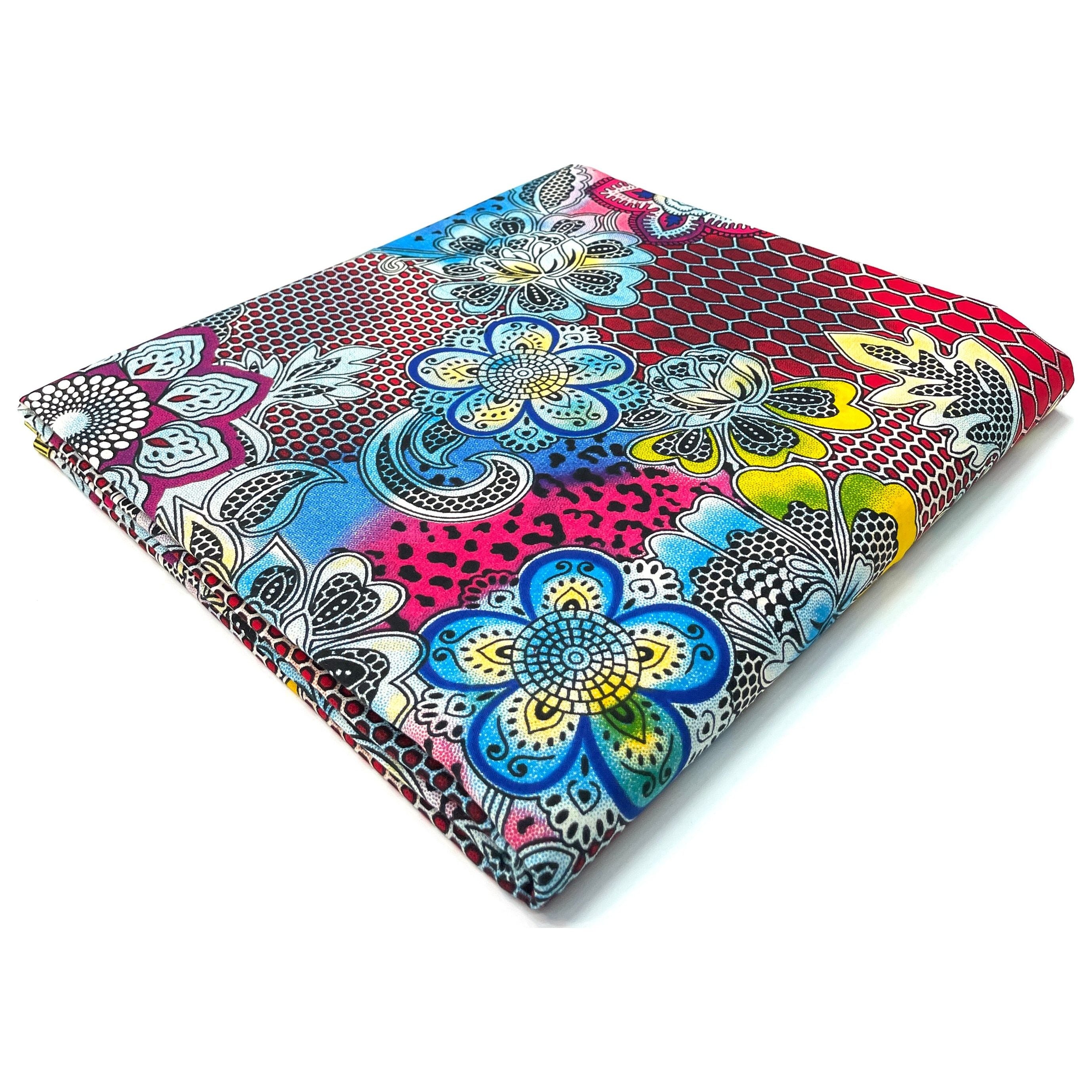 Wax Tissu Pagne Africain - Coupon 2 Yards 100% Coton - MULTI