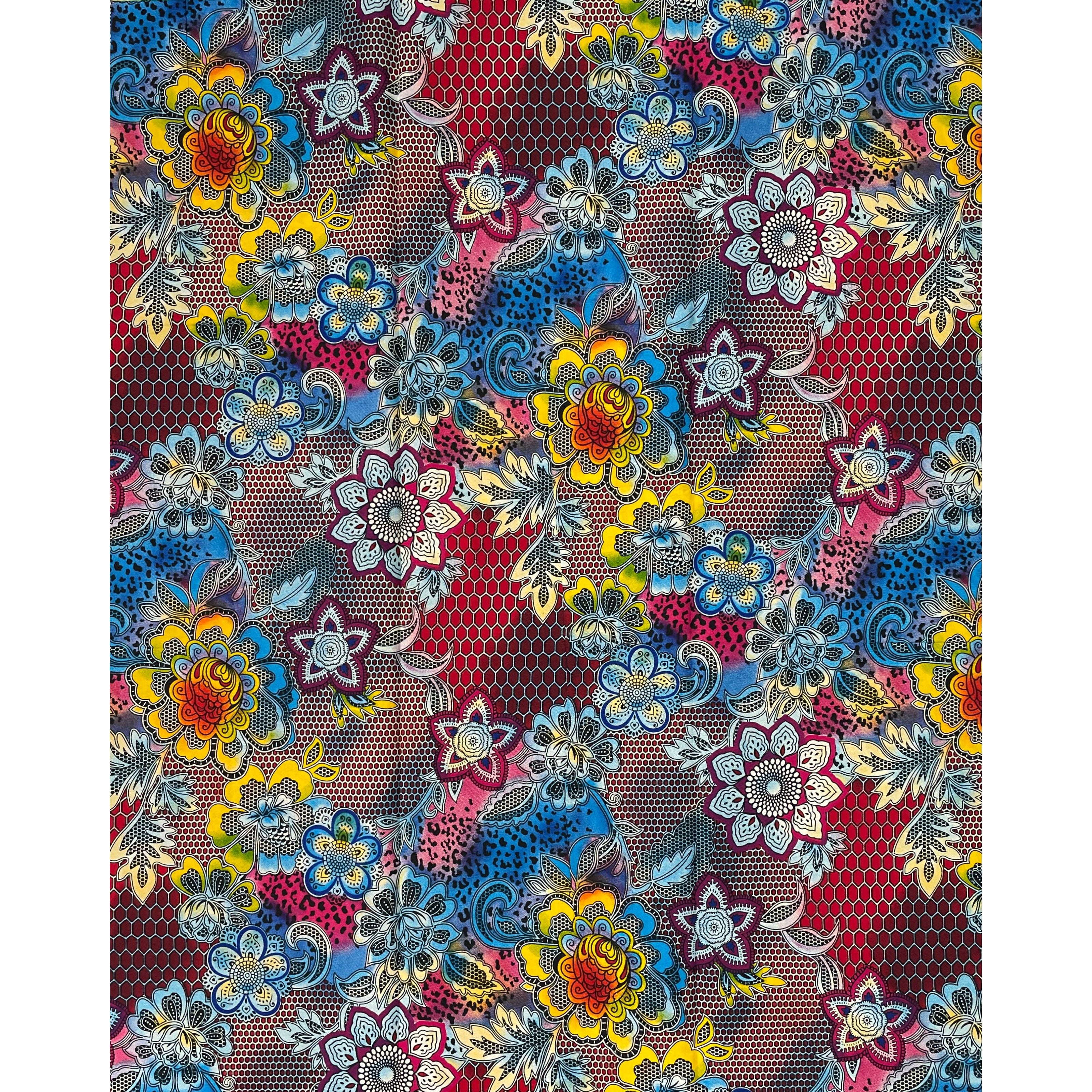 Wax Tissu Pagne Africain - Coupon 2 Yards 100% Coton - MULTI