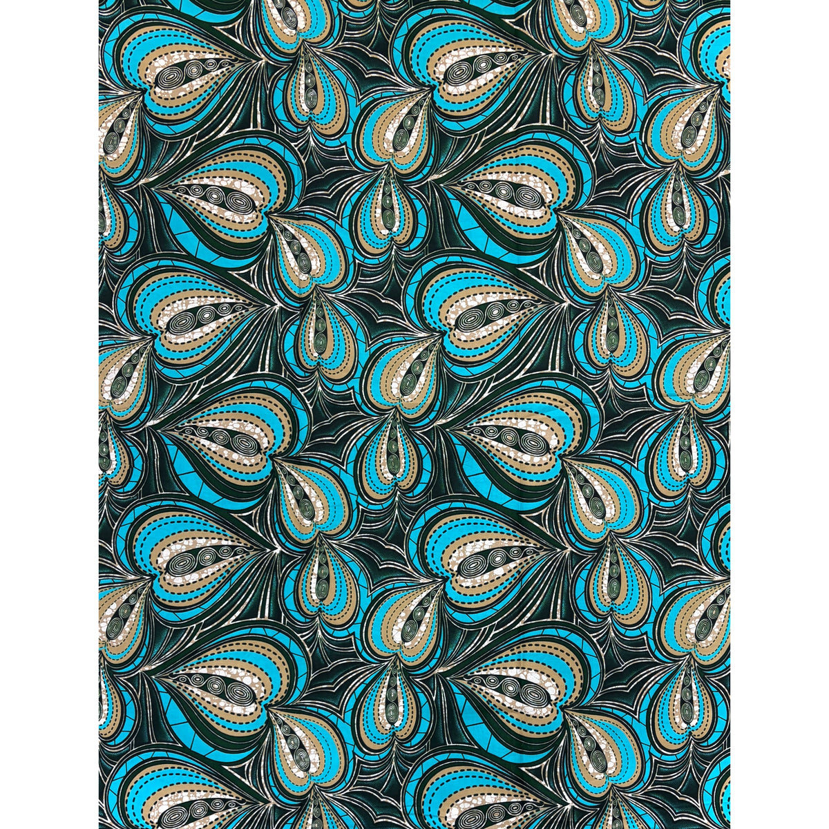 Coupon wax Trio de Cœur bleu, vert, beige – 2 yards (1,82 m)