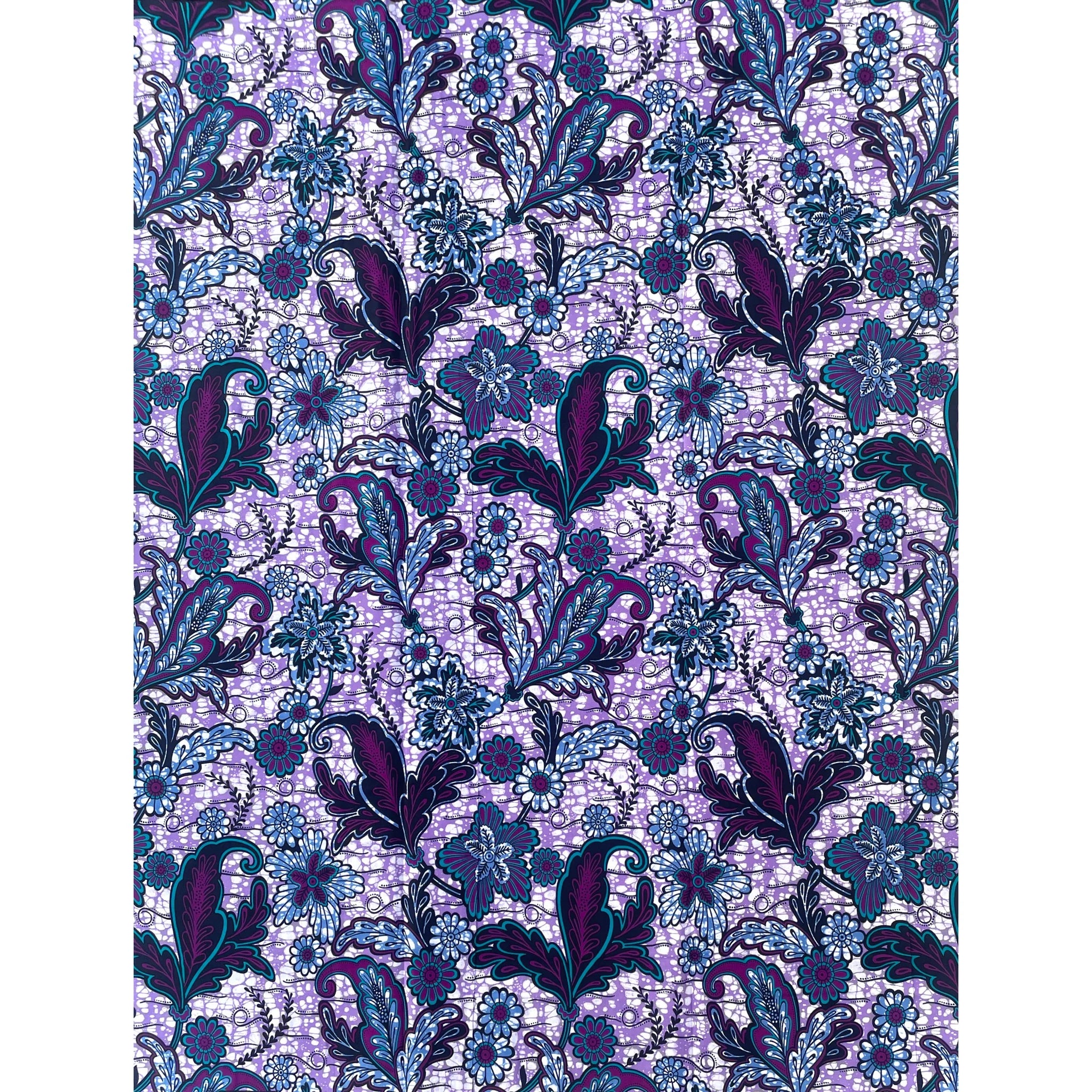 Wax Tissu Pagne Africain - Coupon 2 Yards 100% Coton - VIOLET / BLEU