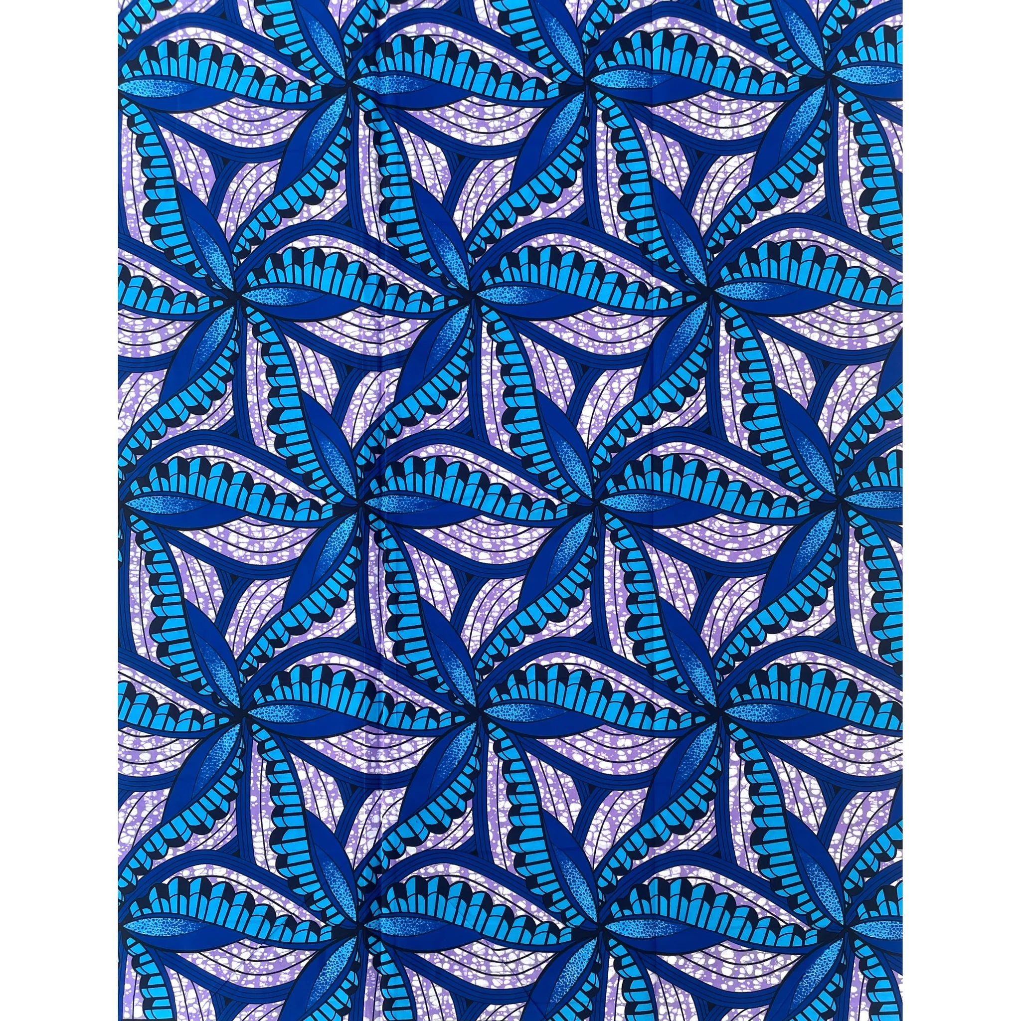 Wax Tissu Pagne Africain - Coupon 2 Yards 100% Coton - BLEU / MAUVE