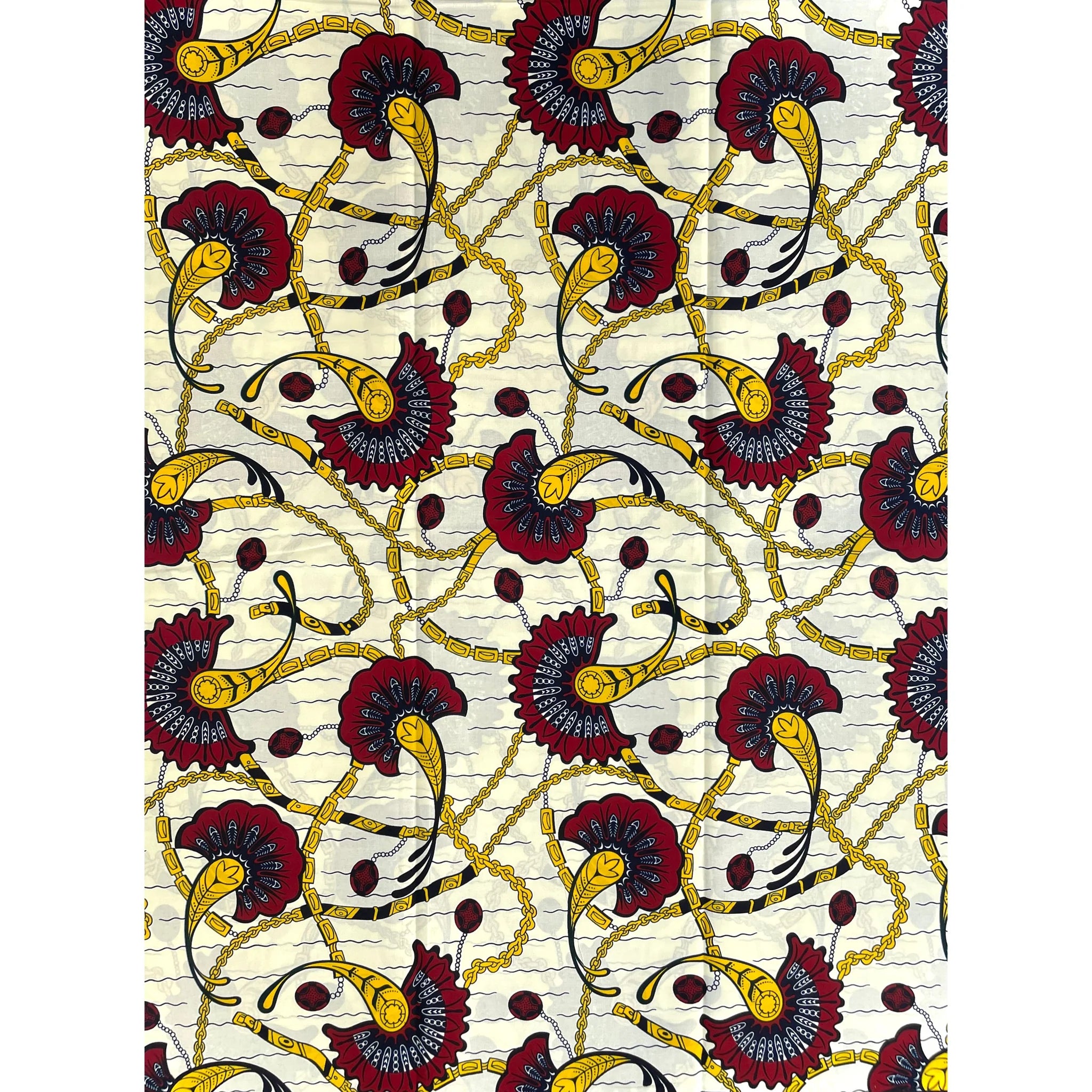 Wax Tissu Pagne Africain - Coupon 2 Yards 100% Coton - BEIGE / MARRON