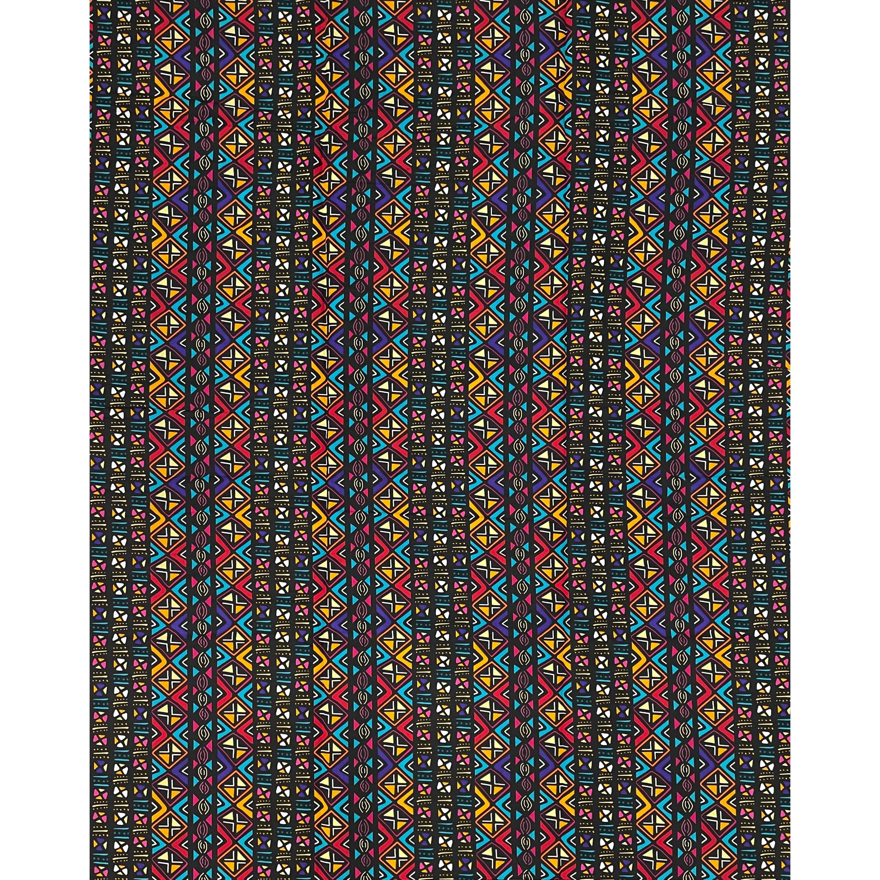 Wax Tissu Pagne Africain - Coupon 2 Yards 100% Coton - MULTI
