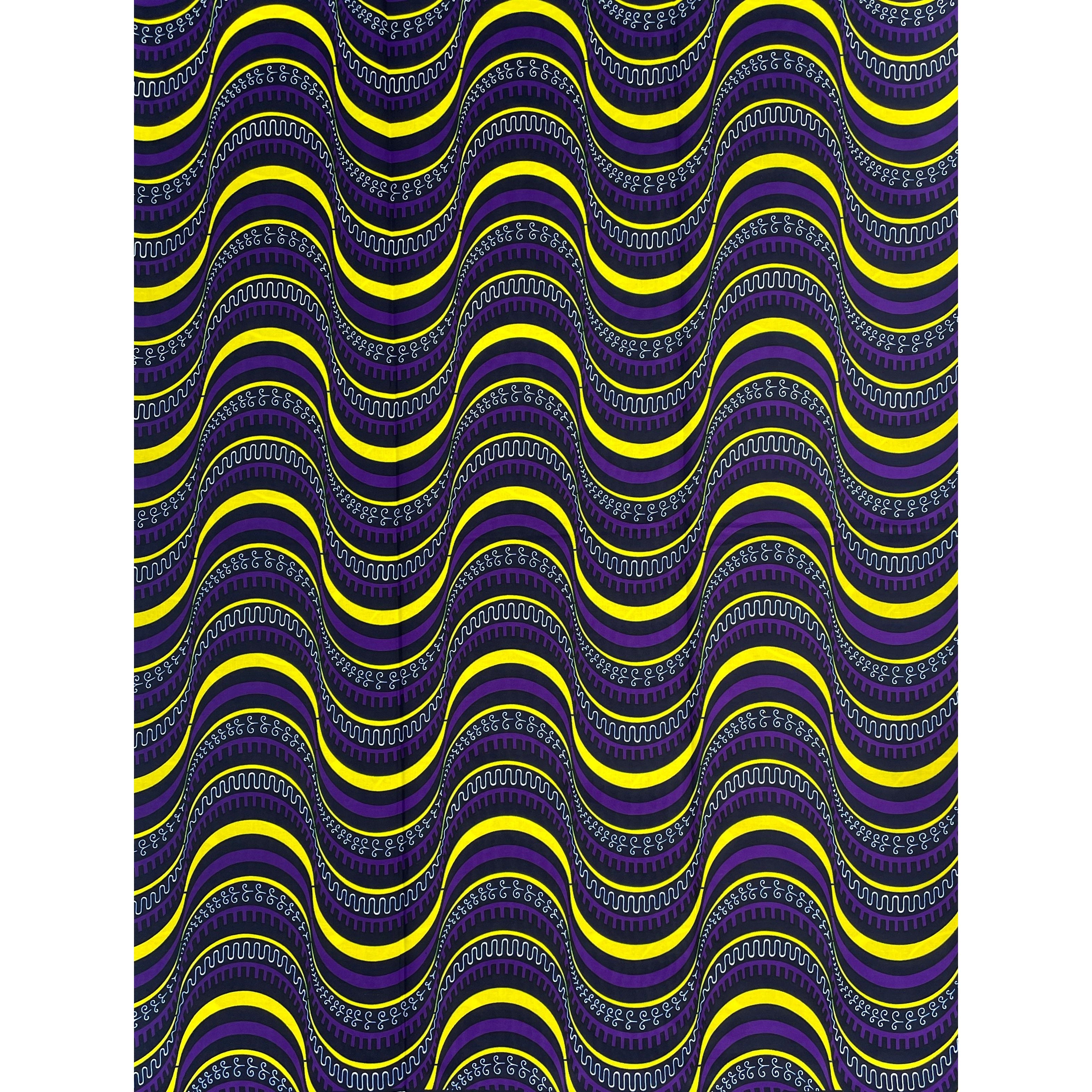 Wax Pagne Africain - Tissu 6 Yards 100% Coton - VIOLET / JAUNE