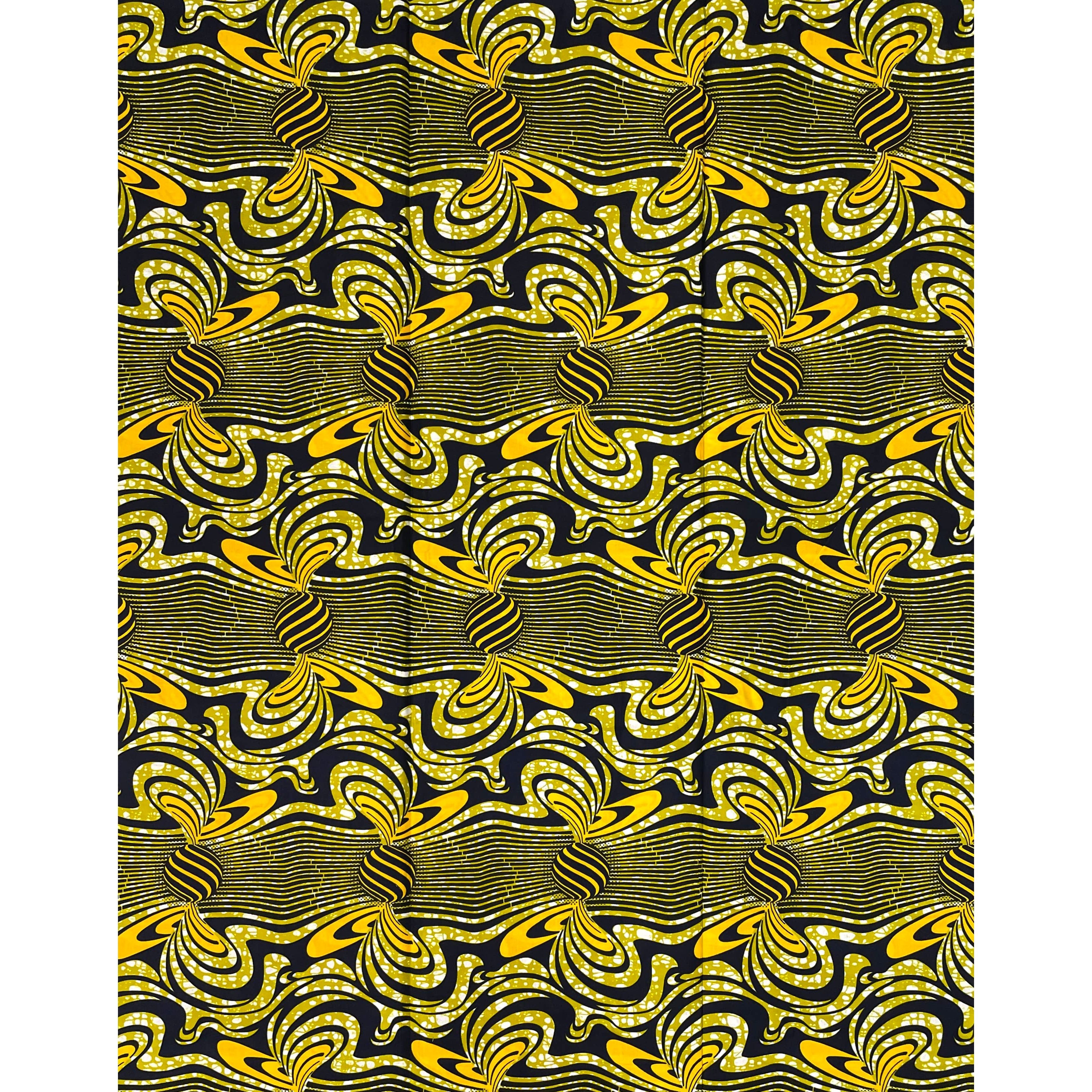 Wax Tissu Coupon 2 Yards - Pagne Africain 100% Coton - JAUNE / NOIR