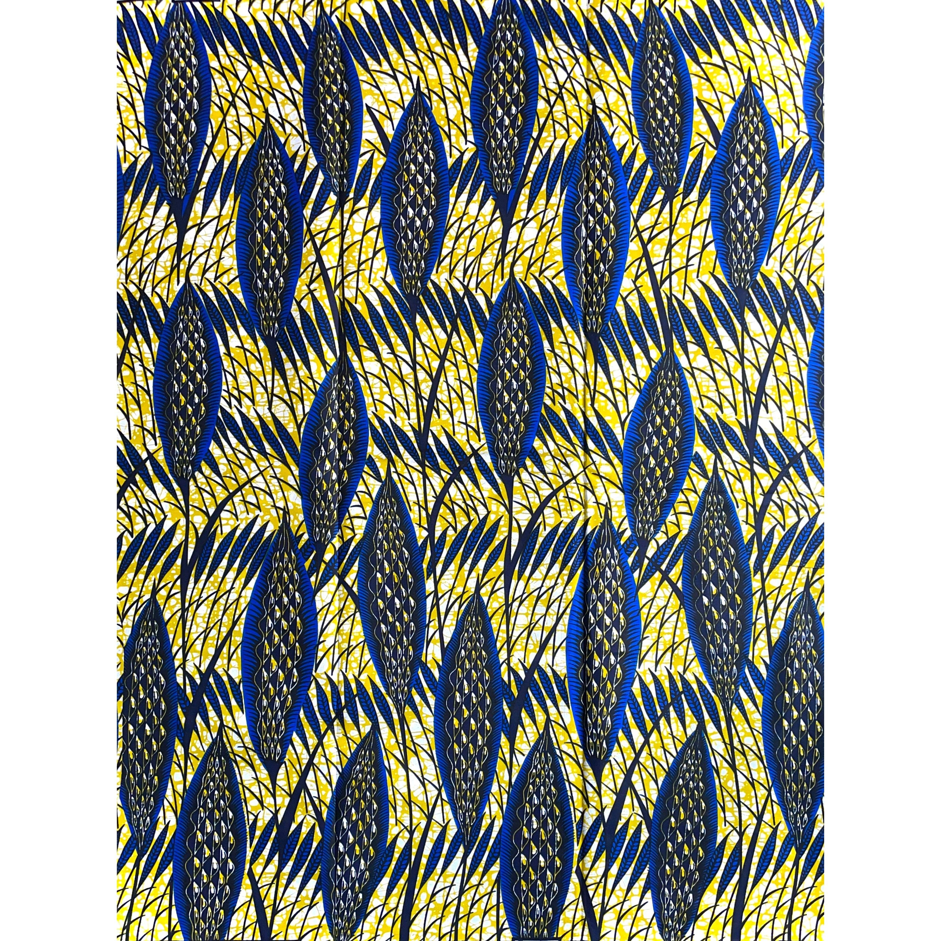 Wax Pagne Africain -JAUNE / BLEU