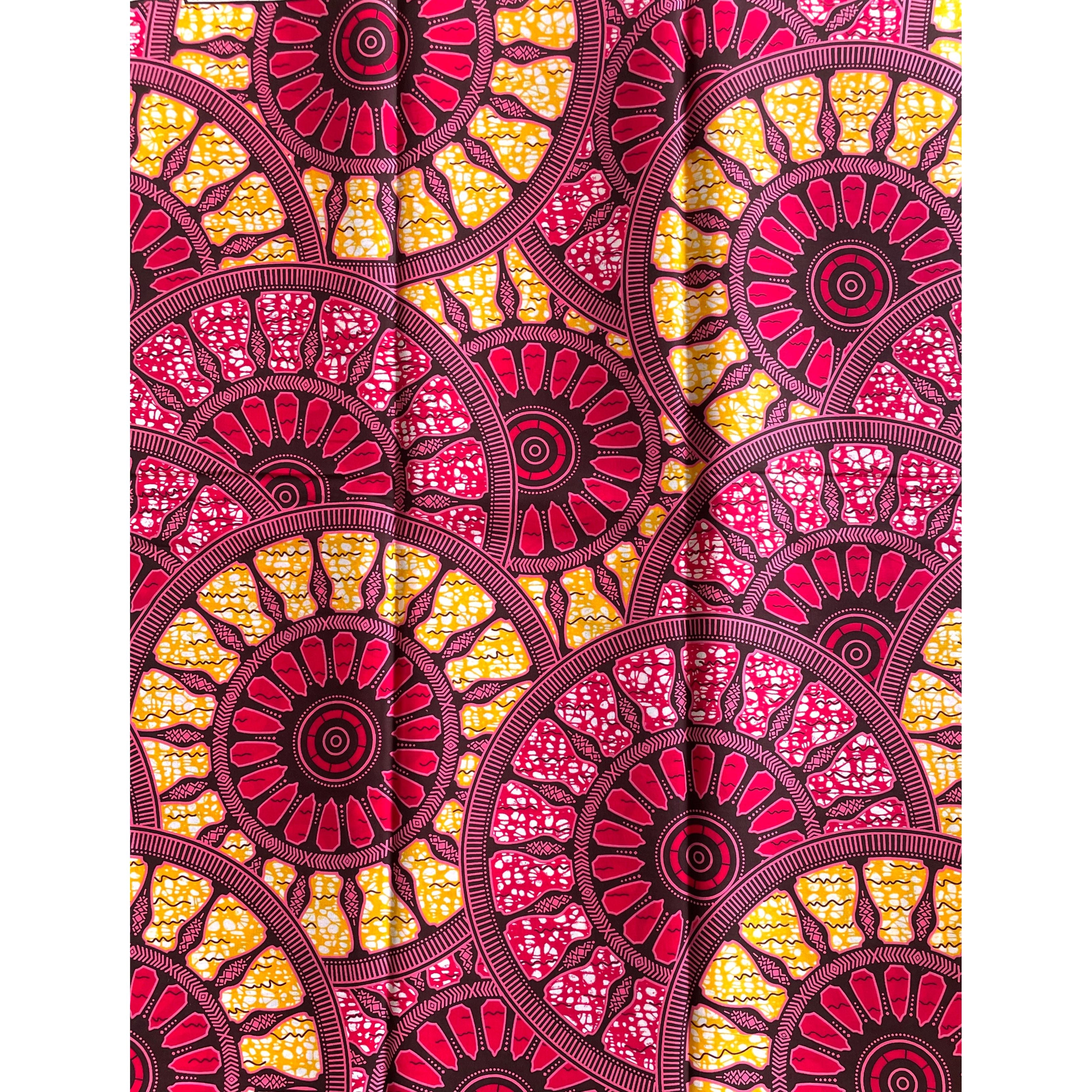 Wax Pagne Africain - Tissu 100% Coton - ROSE / ORANGE