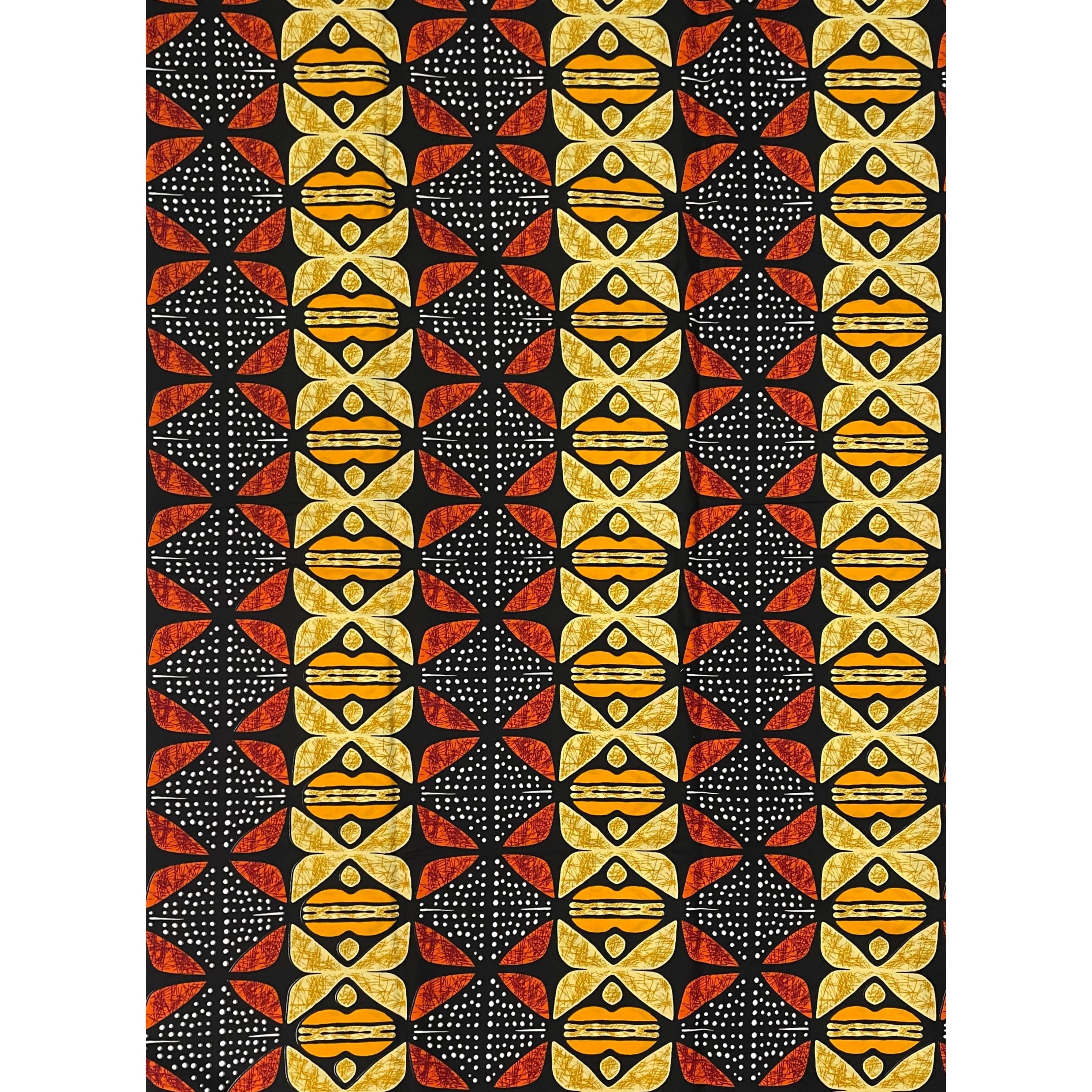 Wax Tissu Pagne Africain - Coupon 2 Yards 100% Coton - MARRON / JAUNE