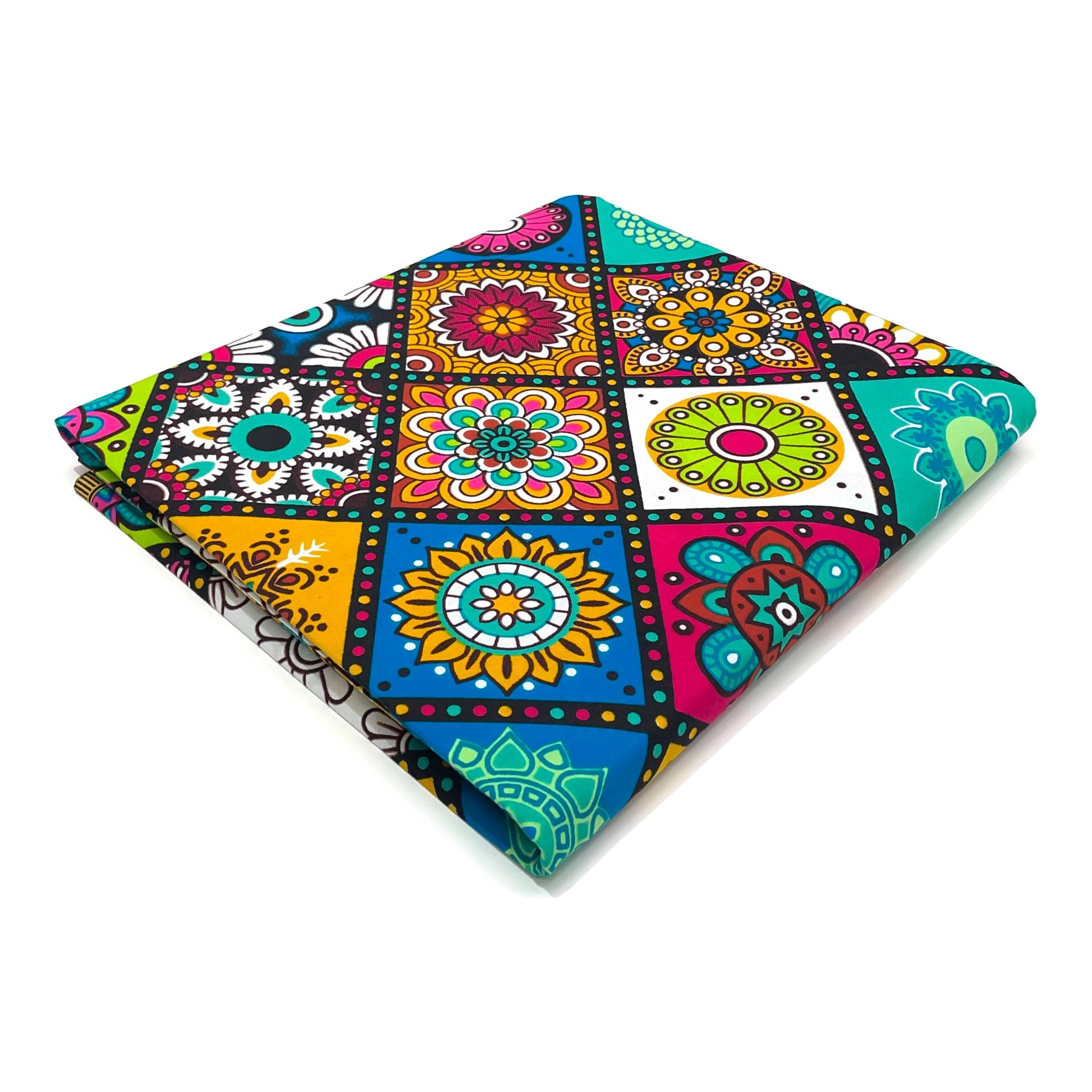 Wax Tissu Pagne Africain - Coupon 2 Yards 100% Coton - MULTI