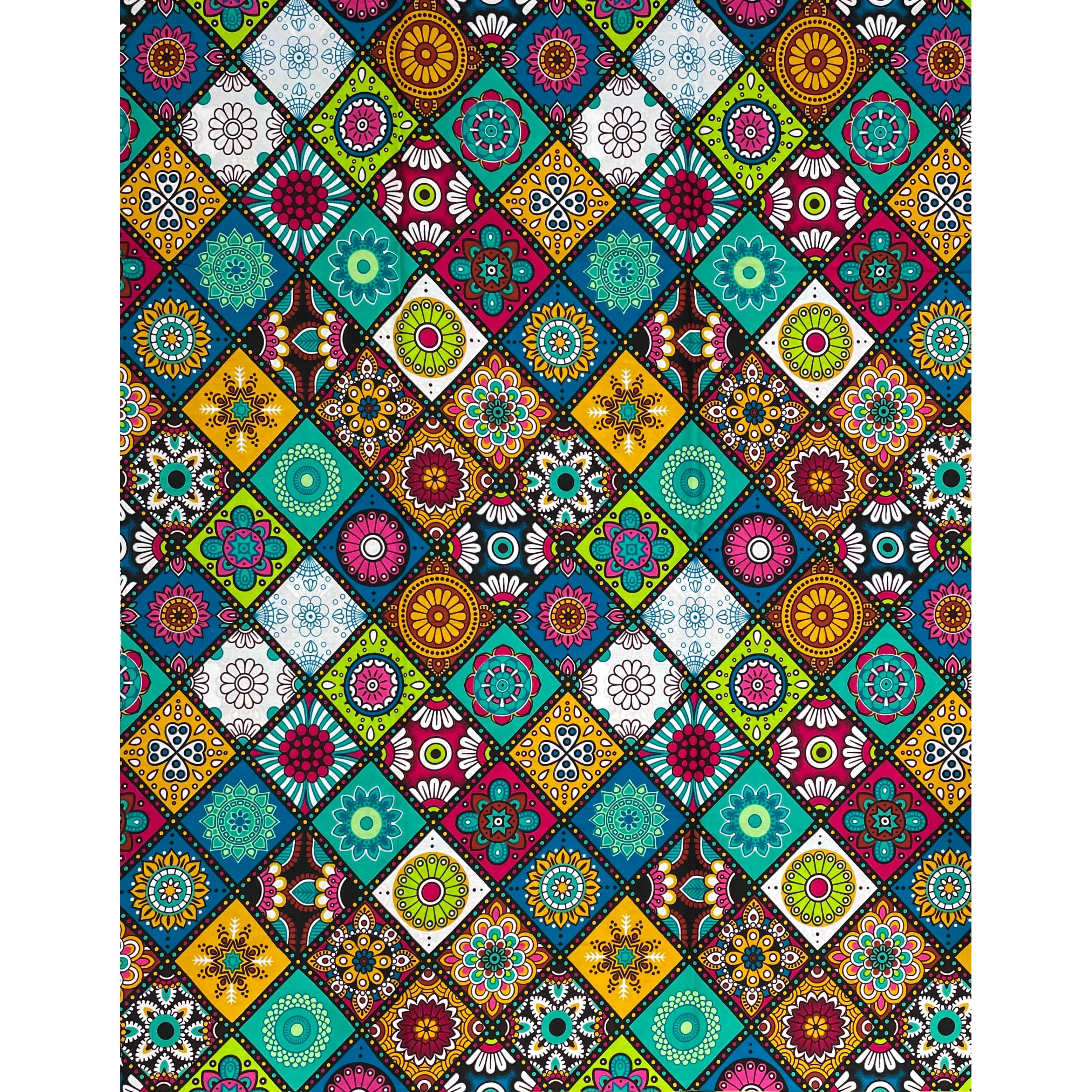 Wax Tissu Pagne Africain - Coupon 2 Yards 100% Coton - MULTI