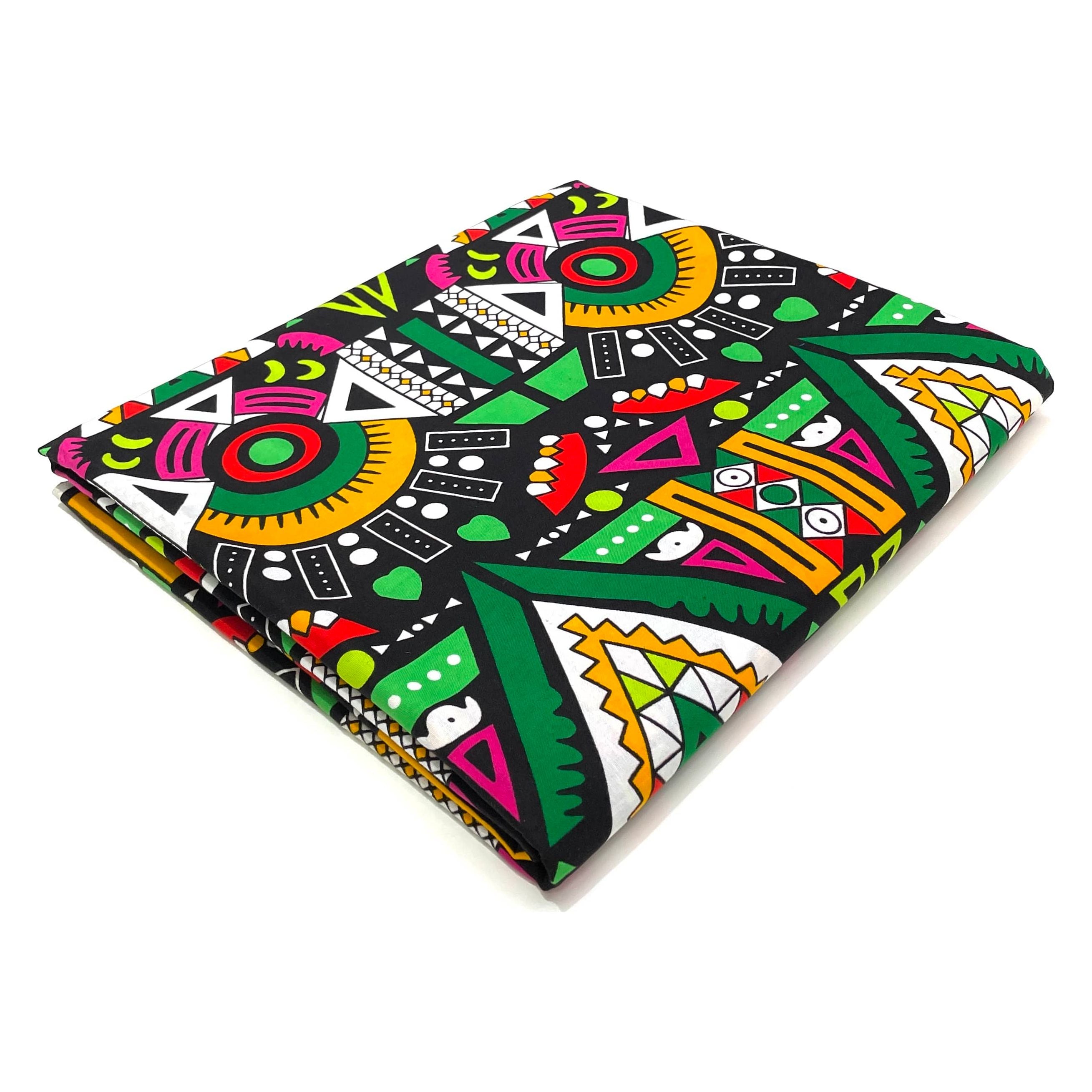 Wax Tissu Pagne Africain - Coupon 2 Yards 100% Coton - MULTI