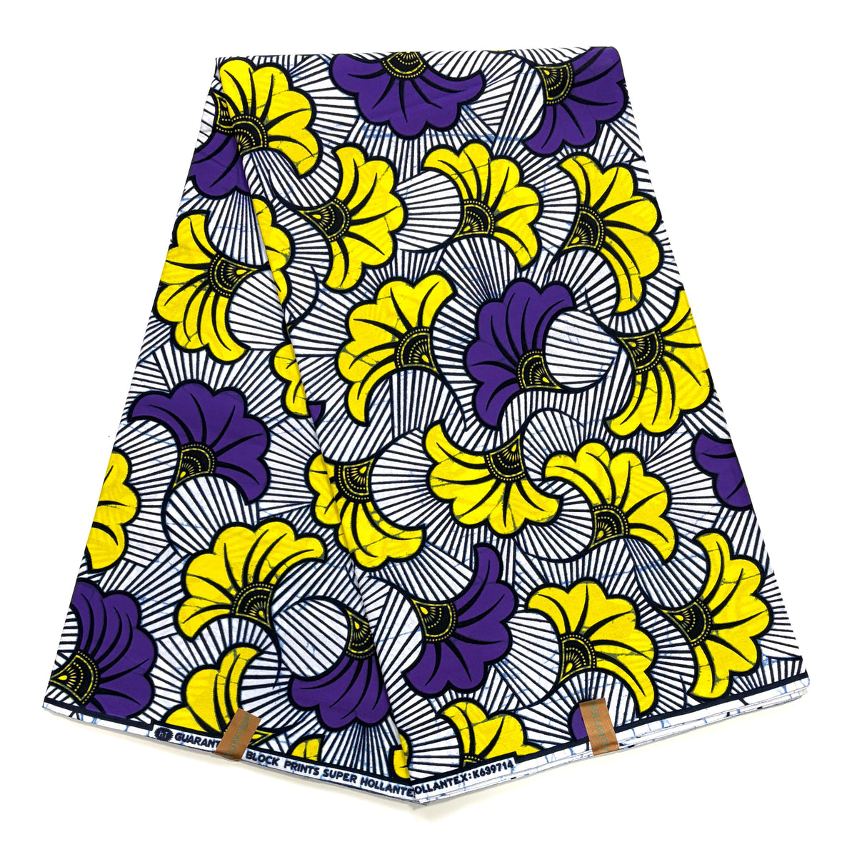 Wax Exclu de Lomé Fleurs de Mariage jaune fluo, violet et blanc – 6 yards
