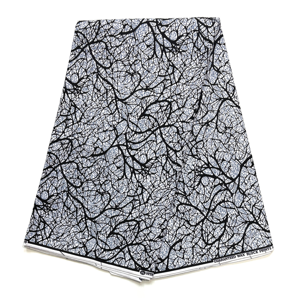 Wax Exclu de Lomé Bogolan gris et noir – 6 yards (5,48 m)