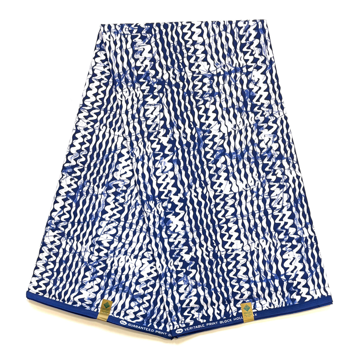Wax Exclu de Lomé Bogolan Zigzags bleu et blanc – 6 yards (5,48 m)