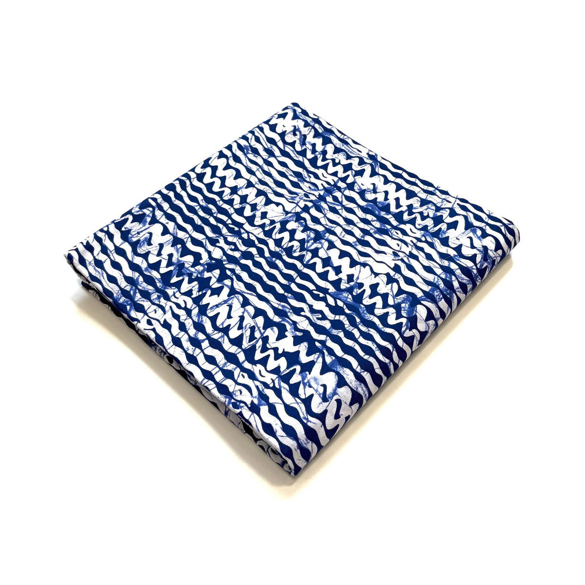 Coupon wax Bogolan Zigzags bleu et blanc – 2 yards (1,82 m)