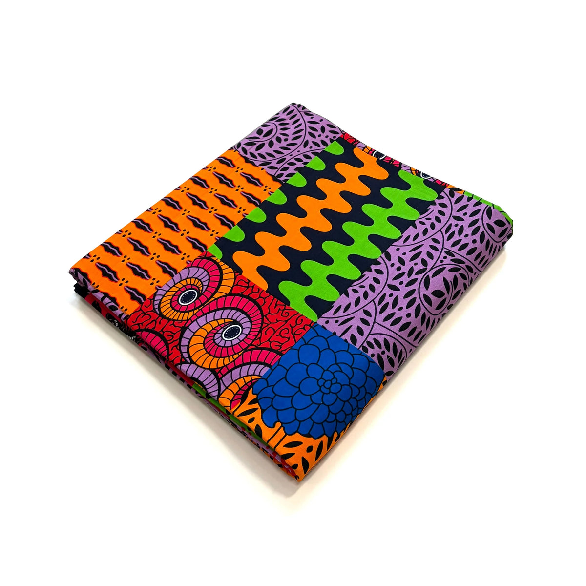 Wax Tissu Pagne Africain - Coupon 2 Yards 100% Coton - PATCHWORK - MULTI