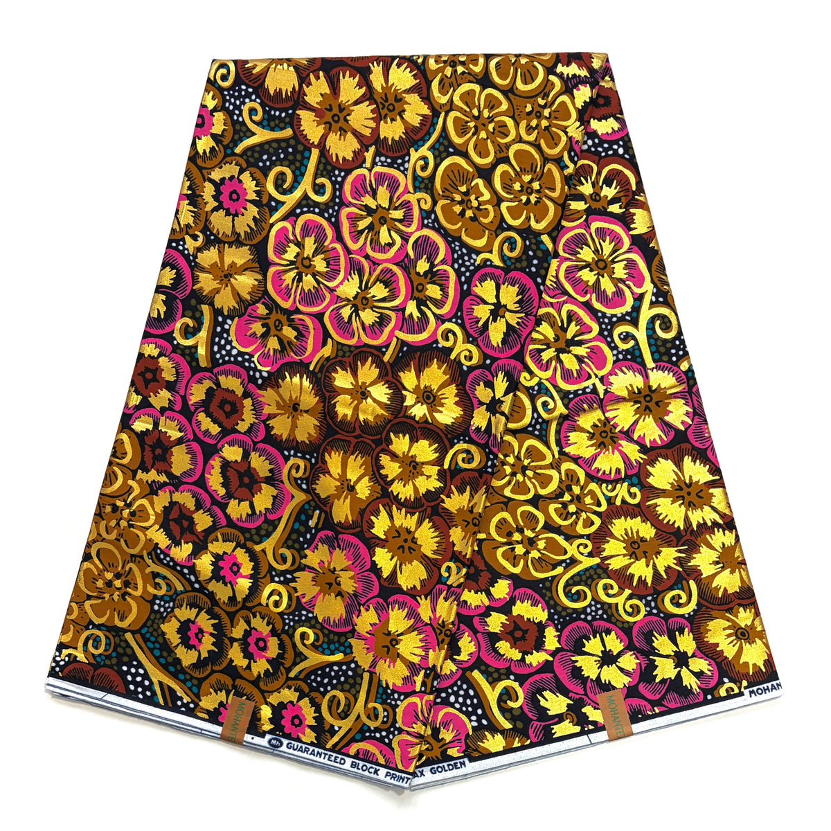 Wax Exclu de Lomé Embellished or, marron et rose – 6 yards