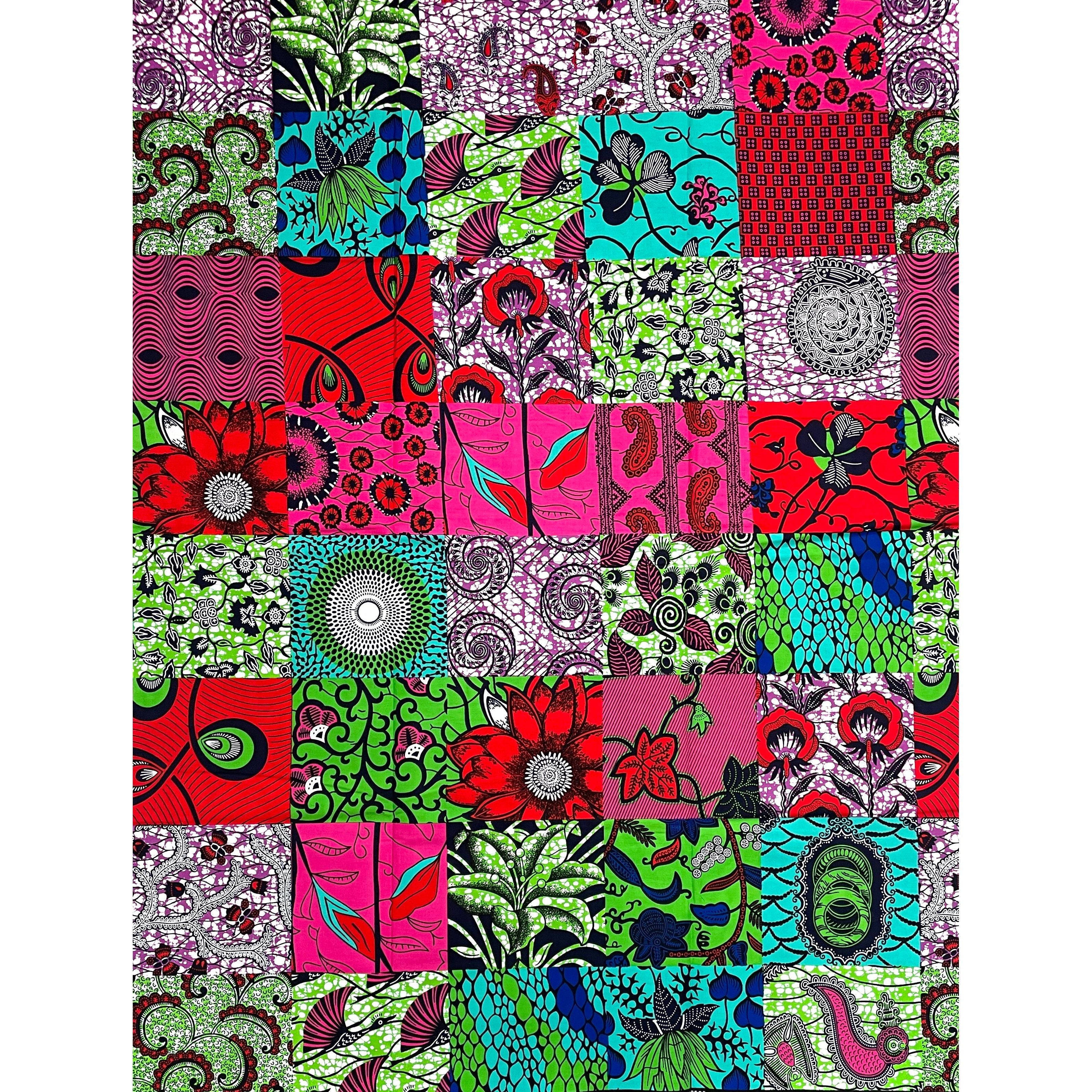 Wax Tissu Pagne Africain - Coupon 2 Yards 100% Coton - PATCHWORK