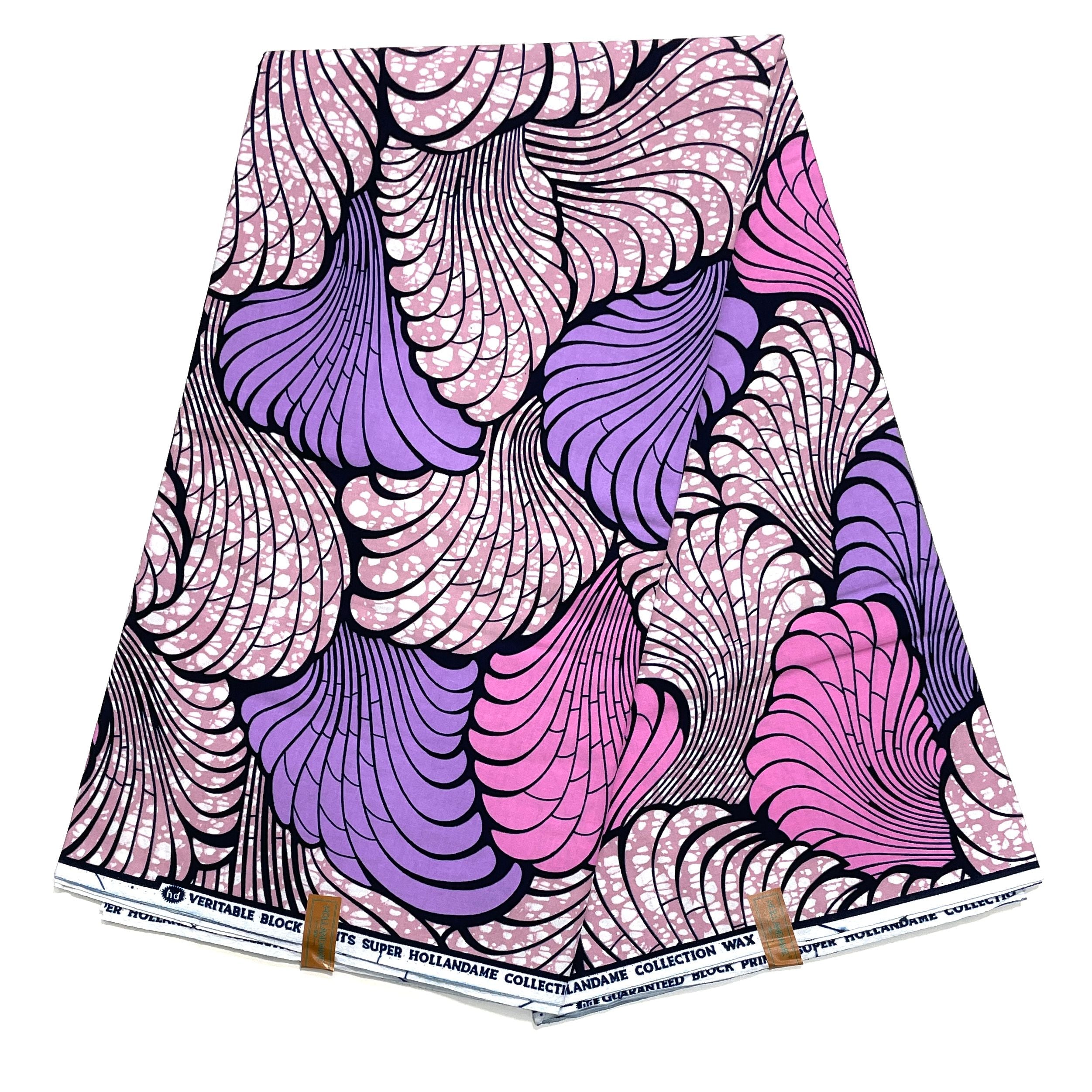 Wax Pagne Africain - Tissu 6 Yards 100% Coton - ROSE / MAUVE